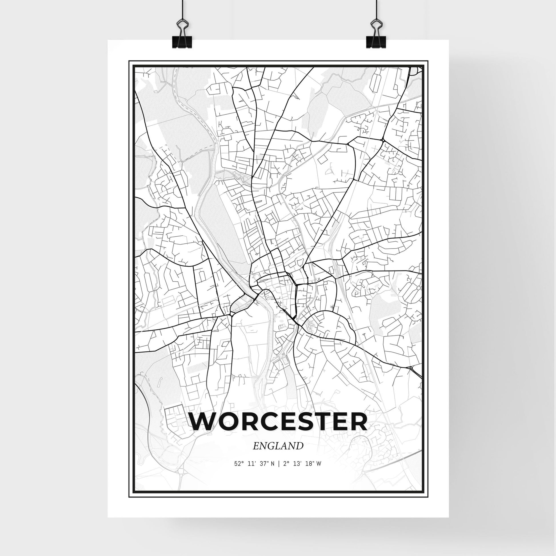 Worcester England - Premium City Map Poster