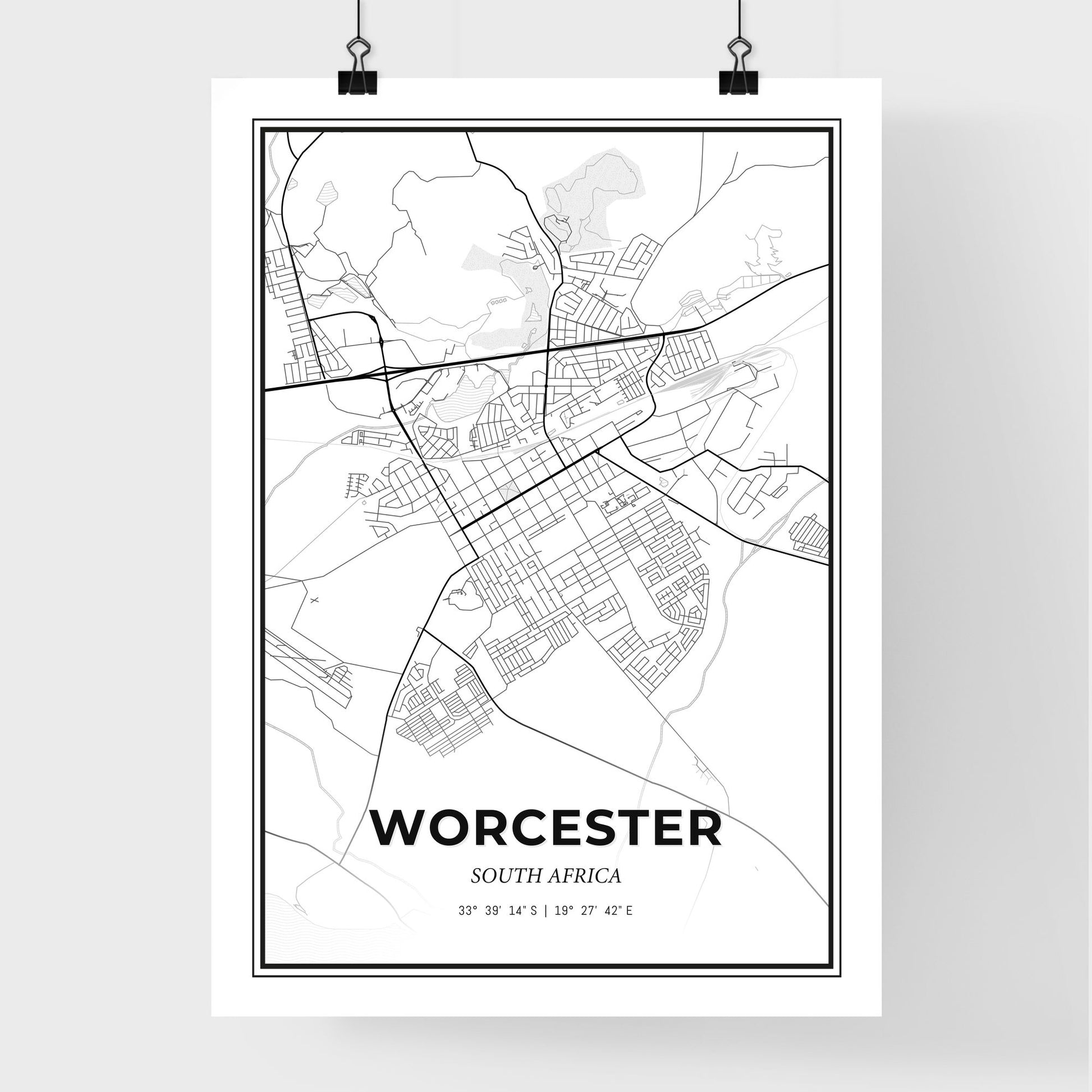 Worcester South Africa - Premium City Map Poster