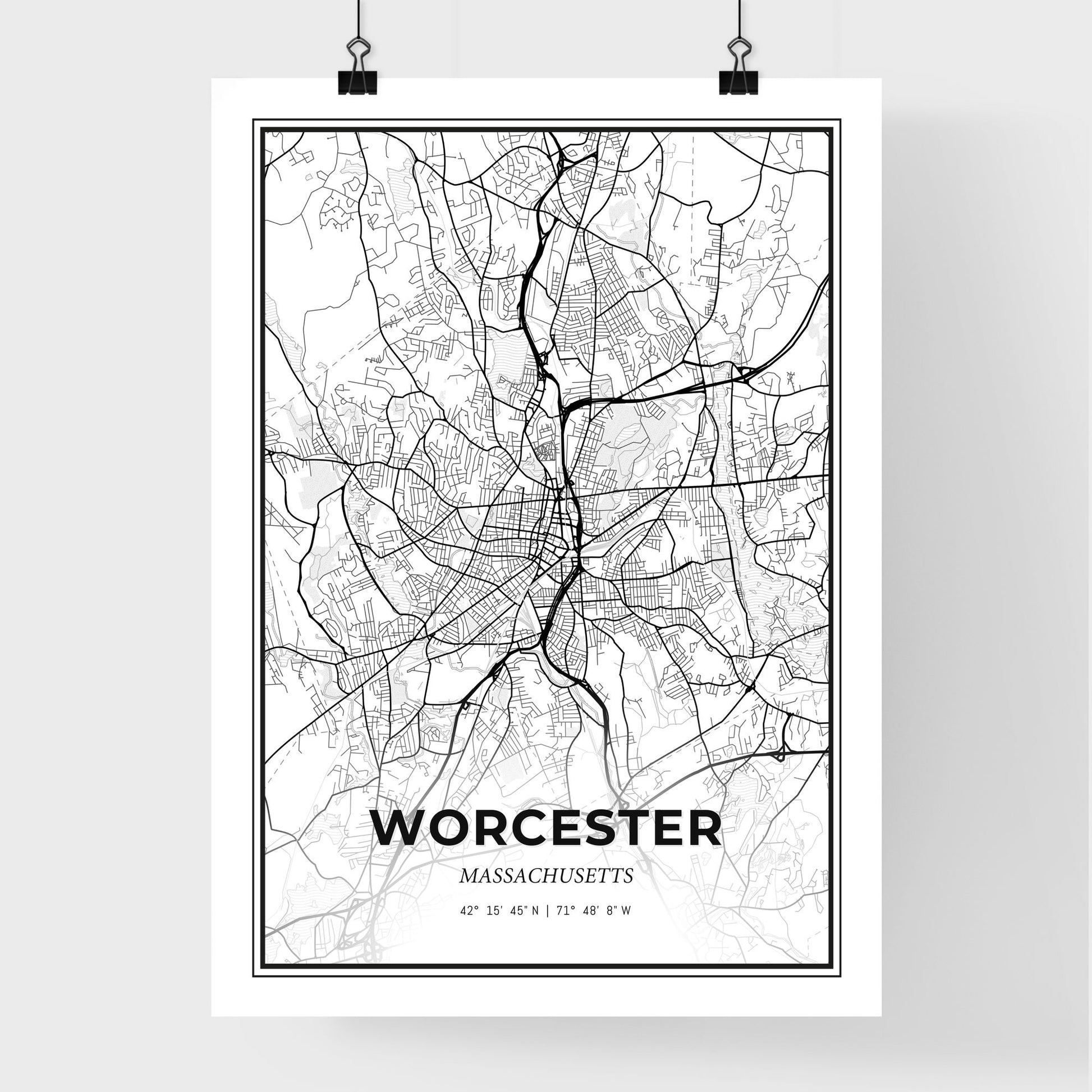 Worcester Massachusetts - Premium City Map Poster