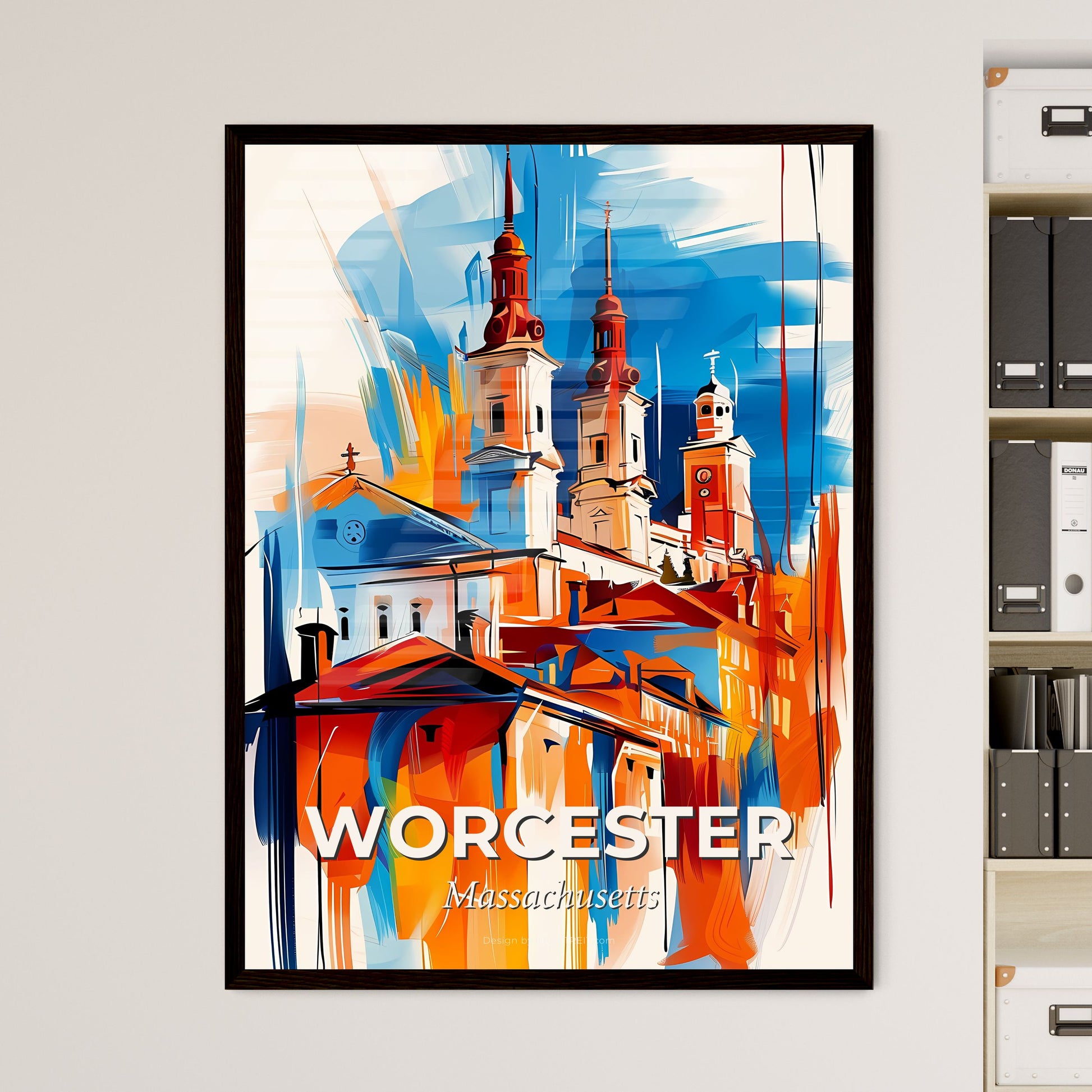 Vibrant Worcester, Massachusetts - A Painting Of A Building With Towers