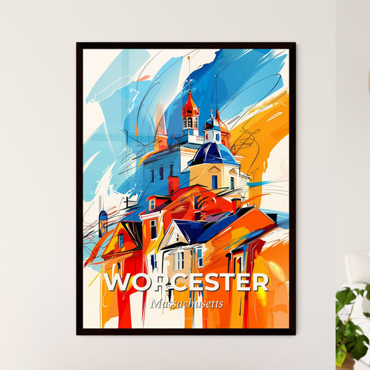 Vibrant Worcester, Massachusetts - A Colorful Building With A Blue And Orange Background