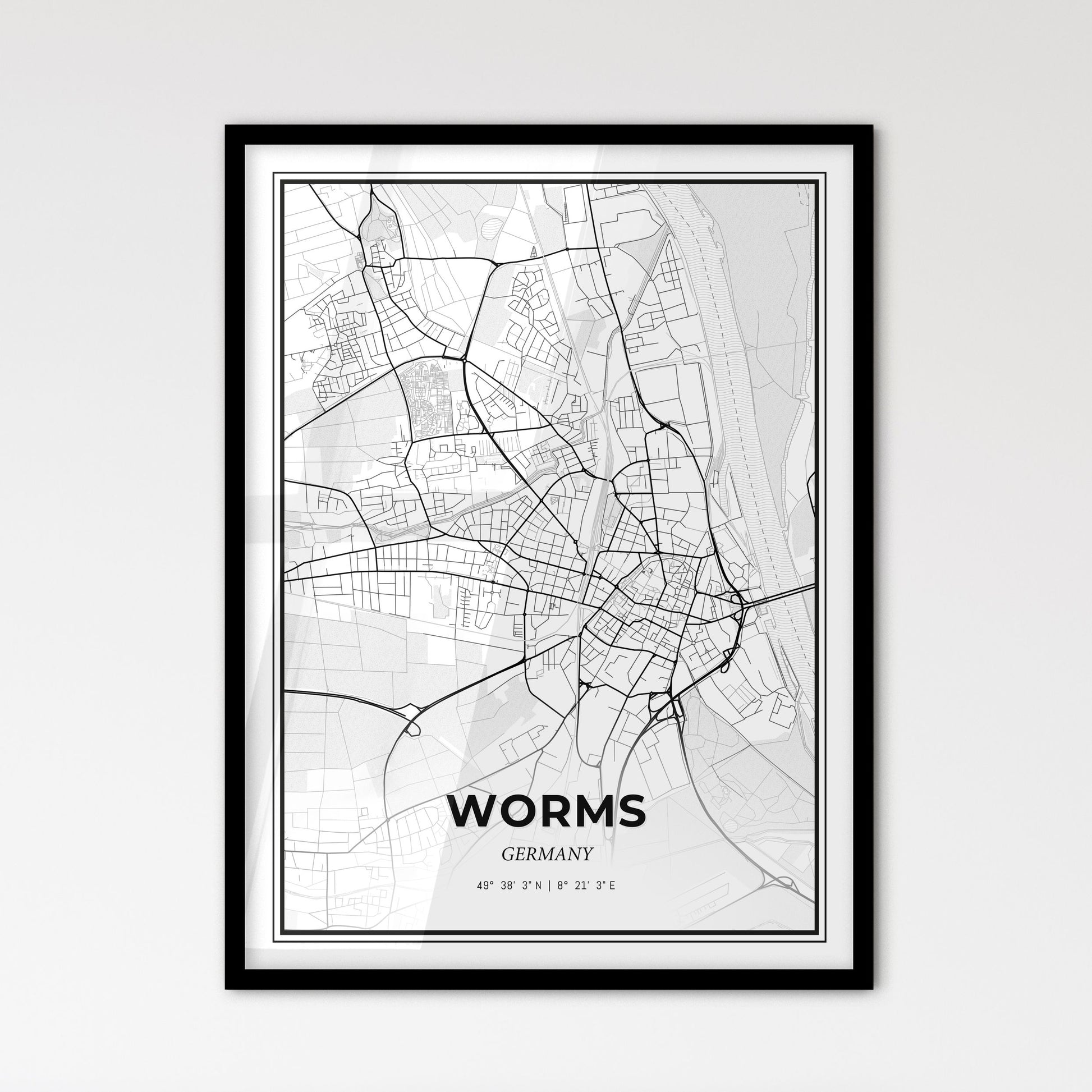 Worms Germany - Scandinavian Style City Map for Modern Home Decor