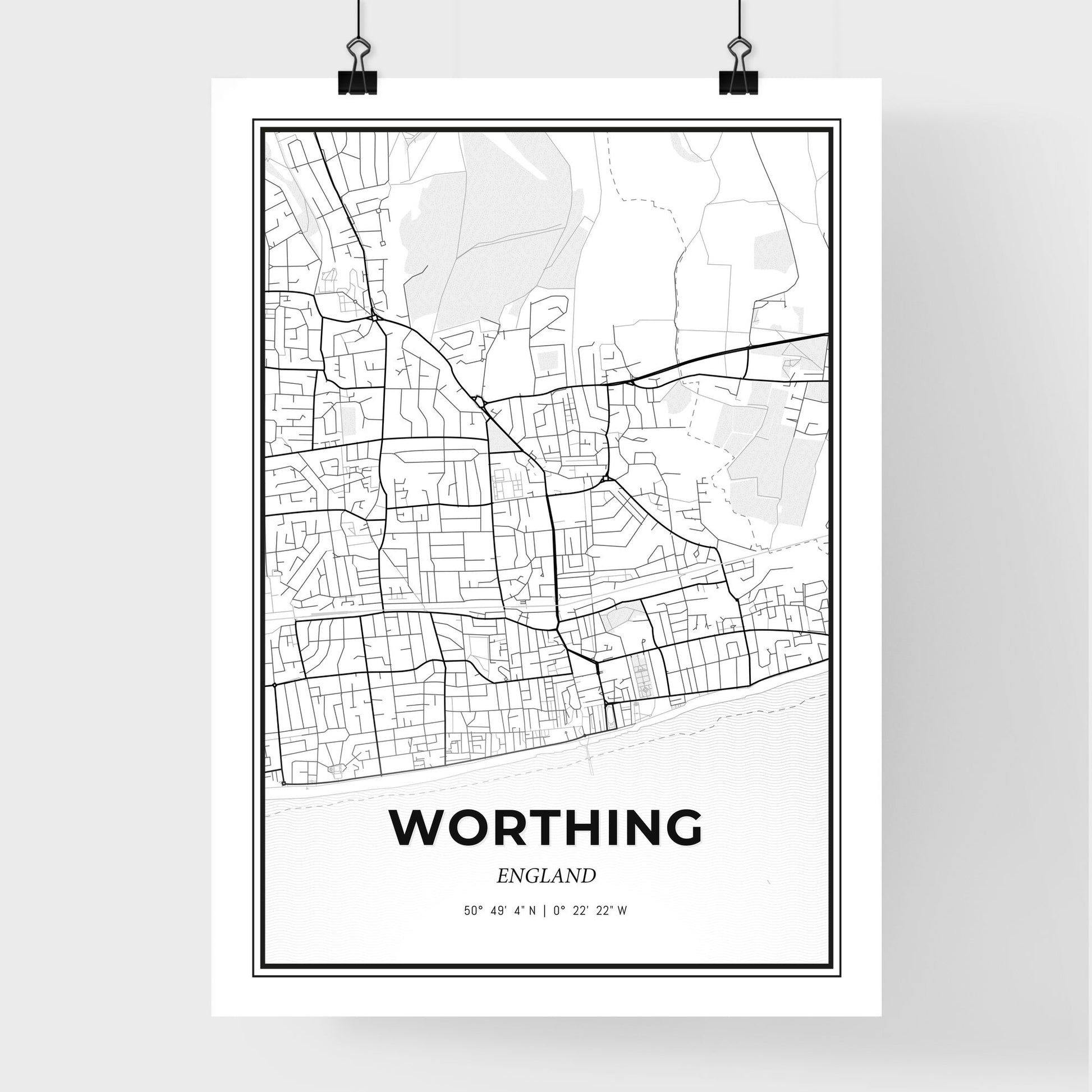 Worthing England - Premium City Map Poster