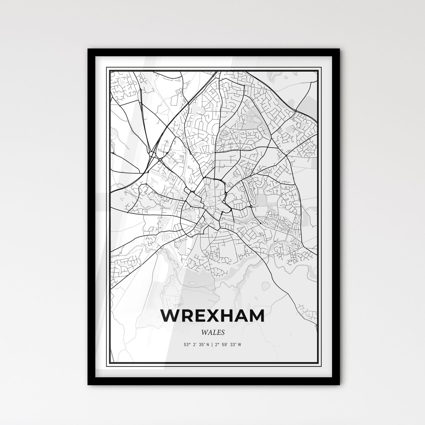 Wrexham Wales - Scandinavian Style City Map for Modern Home Decor