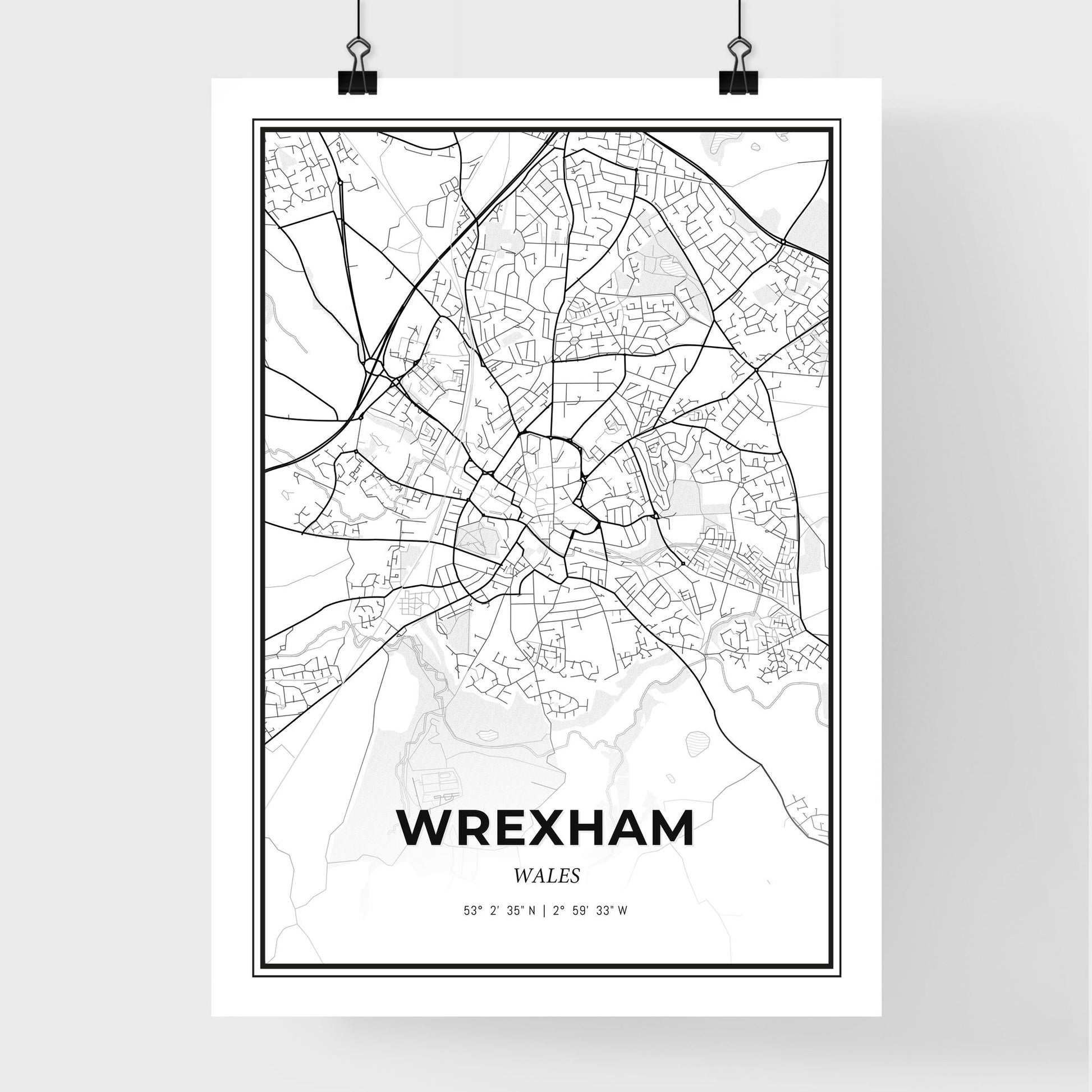 Wrexham Wales - Premium City Map Poster