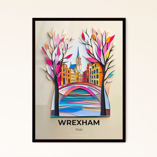 Vivid Wrexham, Wales - a paper cut of a bridge over a river