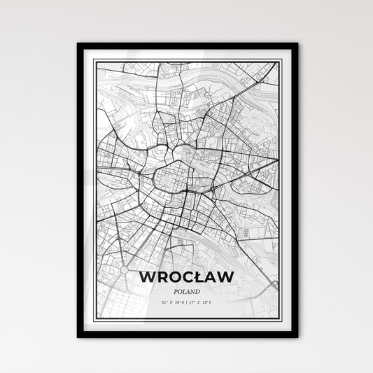 Wrocław Poland - Scandinavian Style City Map for Modern Home Decor