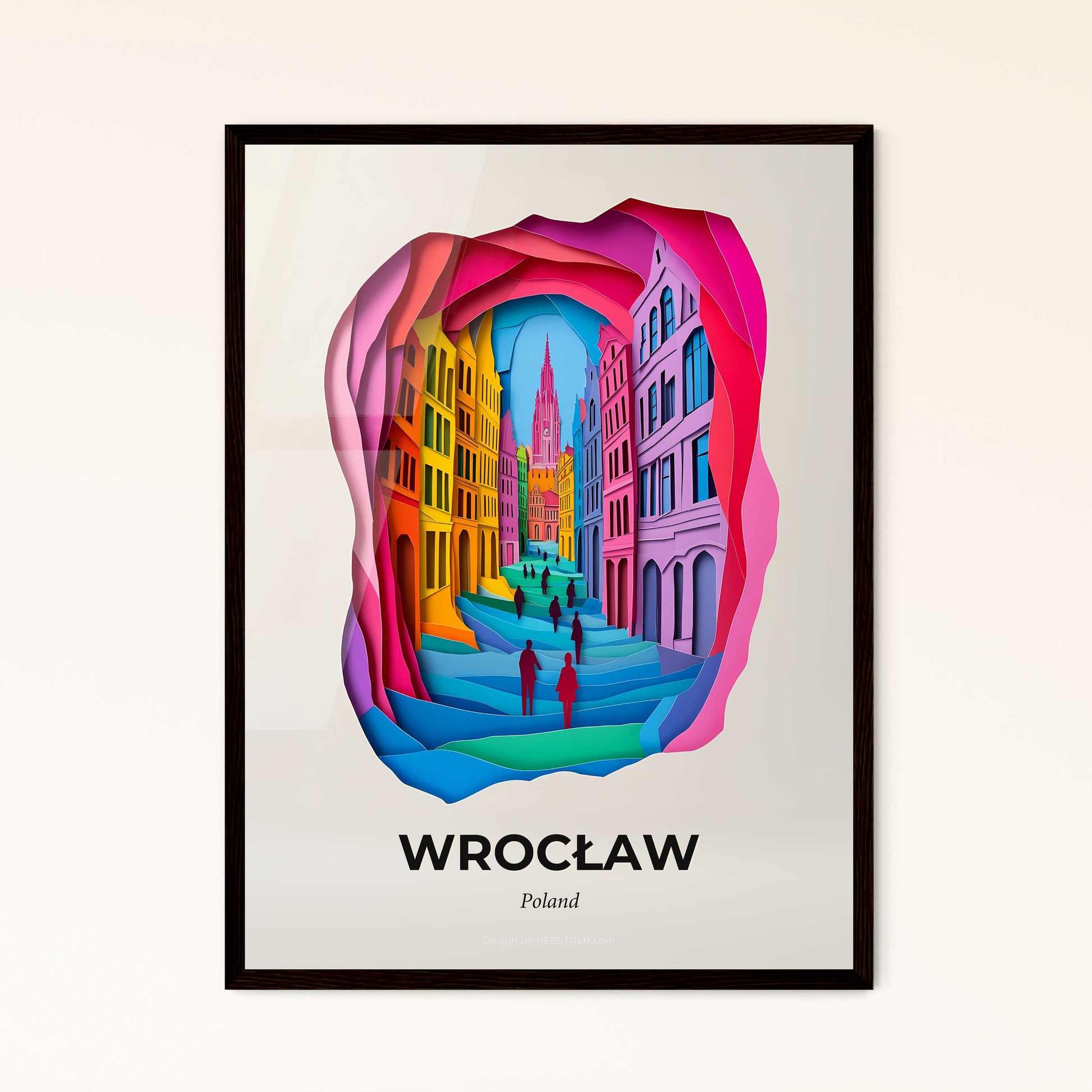 Vivid Wrocław, Poland - a colorful city scene with people walking down a street