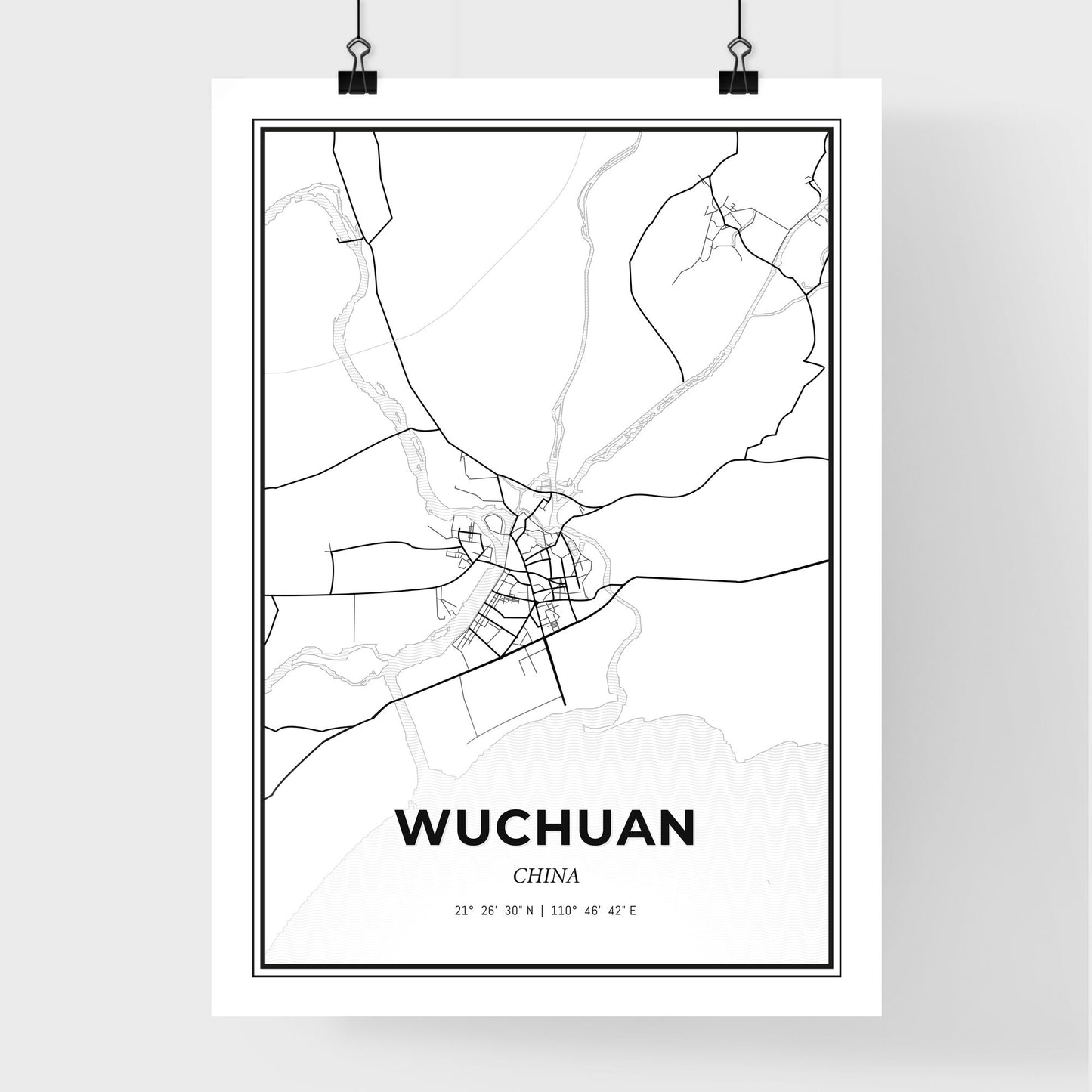 Wuchuan China - Premium City Map Poster