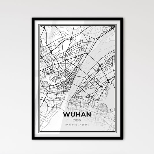 Wuhan China - Scandinavian Style City Map for Modern Home Decor