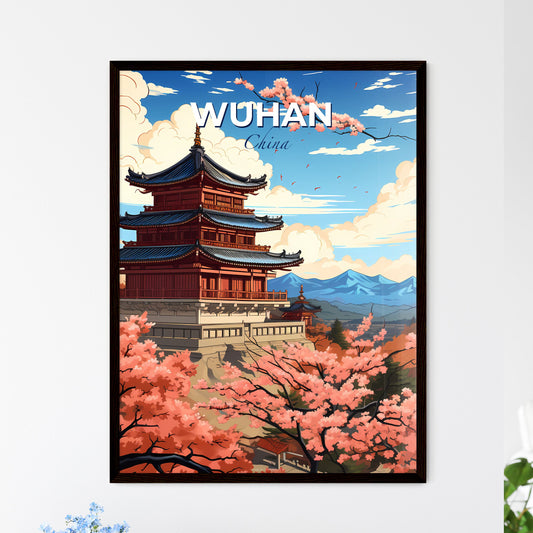 Wuhan China Skyline Vibrant Pagoda Painting Urban Landscape Mountains Trees Default Title