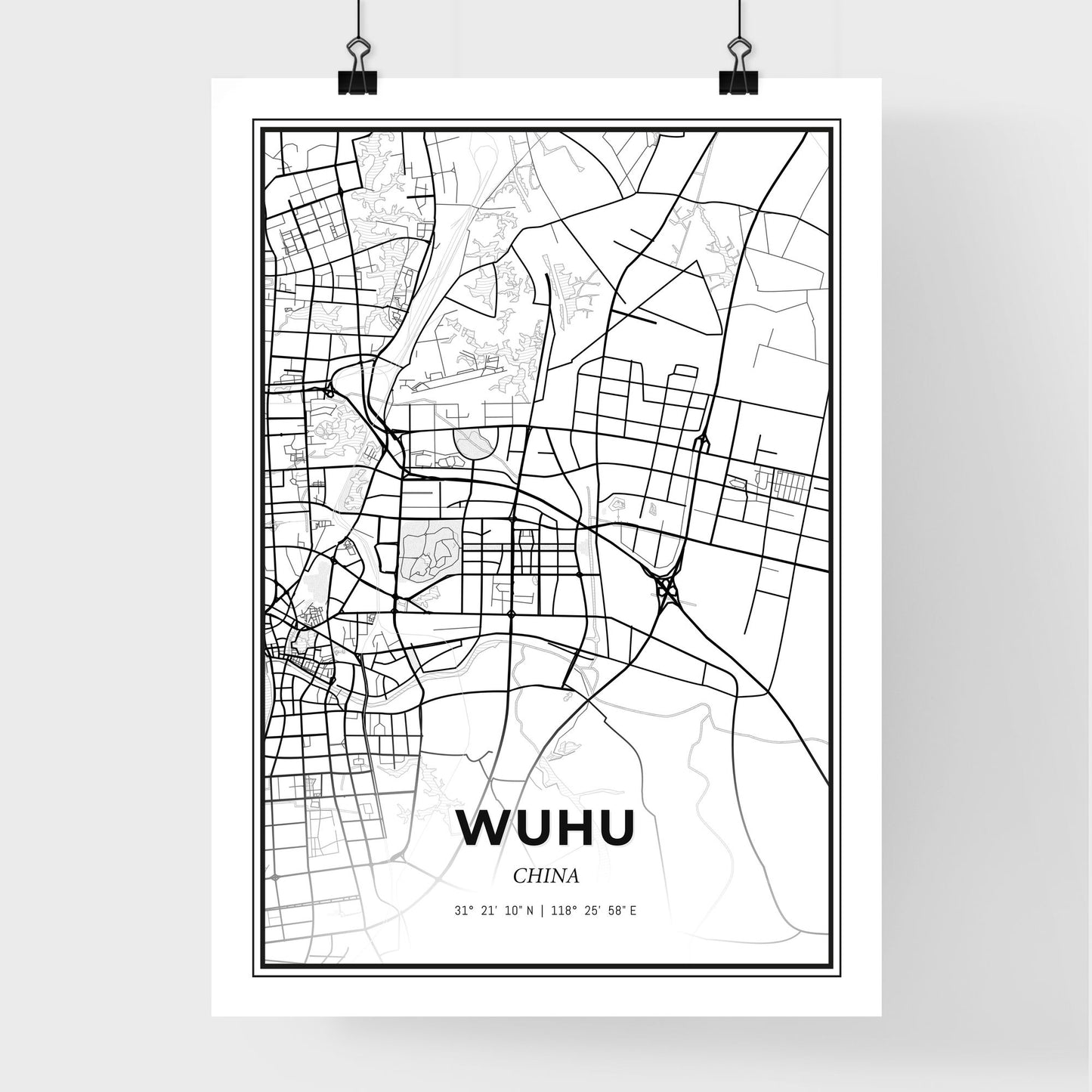 Wuhu China - Premium City Map Poster