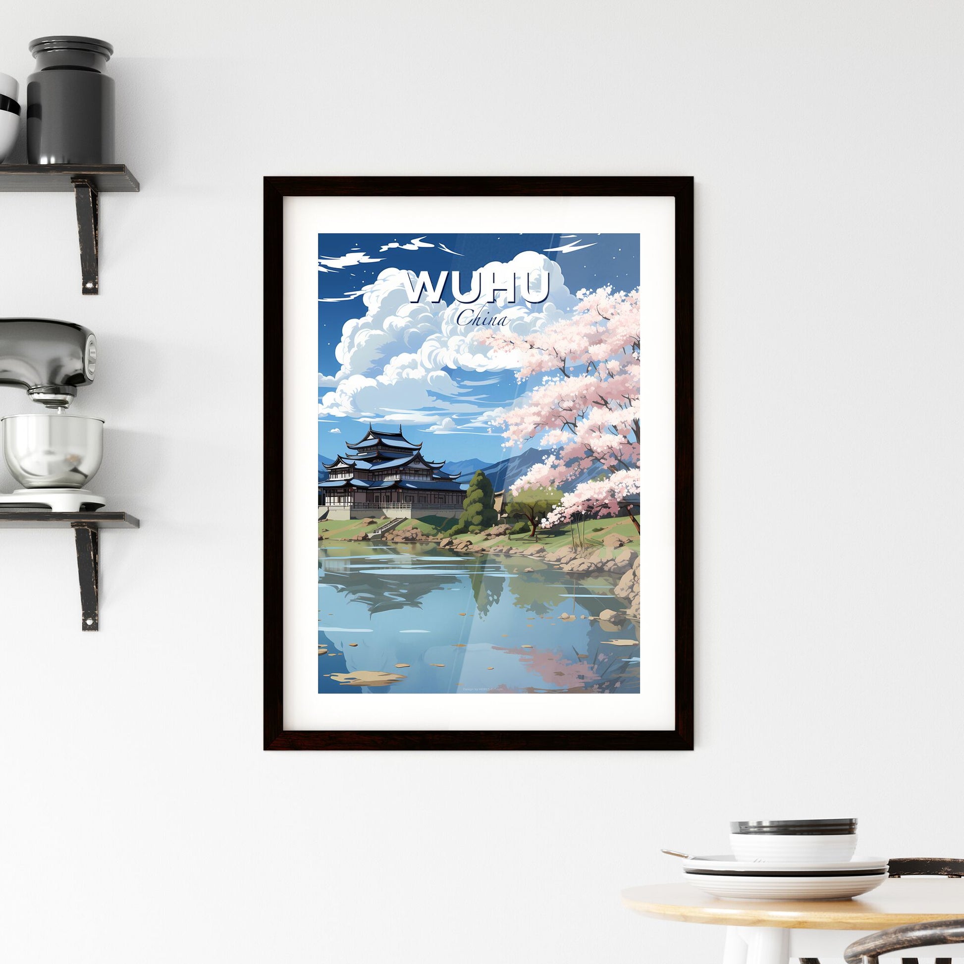 Artistic Painting of Wuhu City Skyline Building by the Lake Default Title