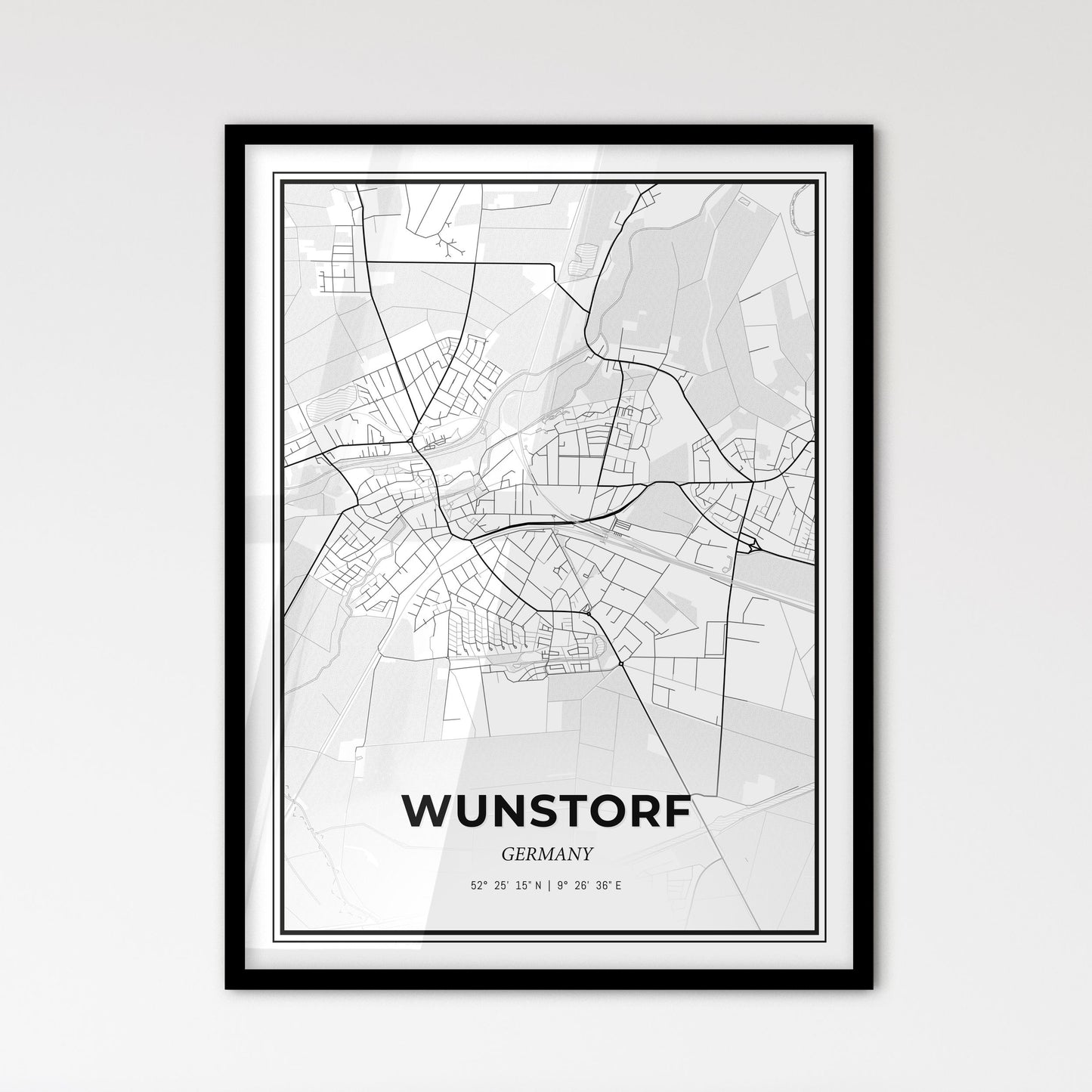 Wunstorf Germany - Scandinavian Style City Map for Modern Home Decor