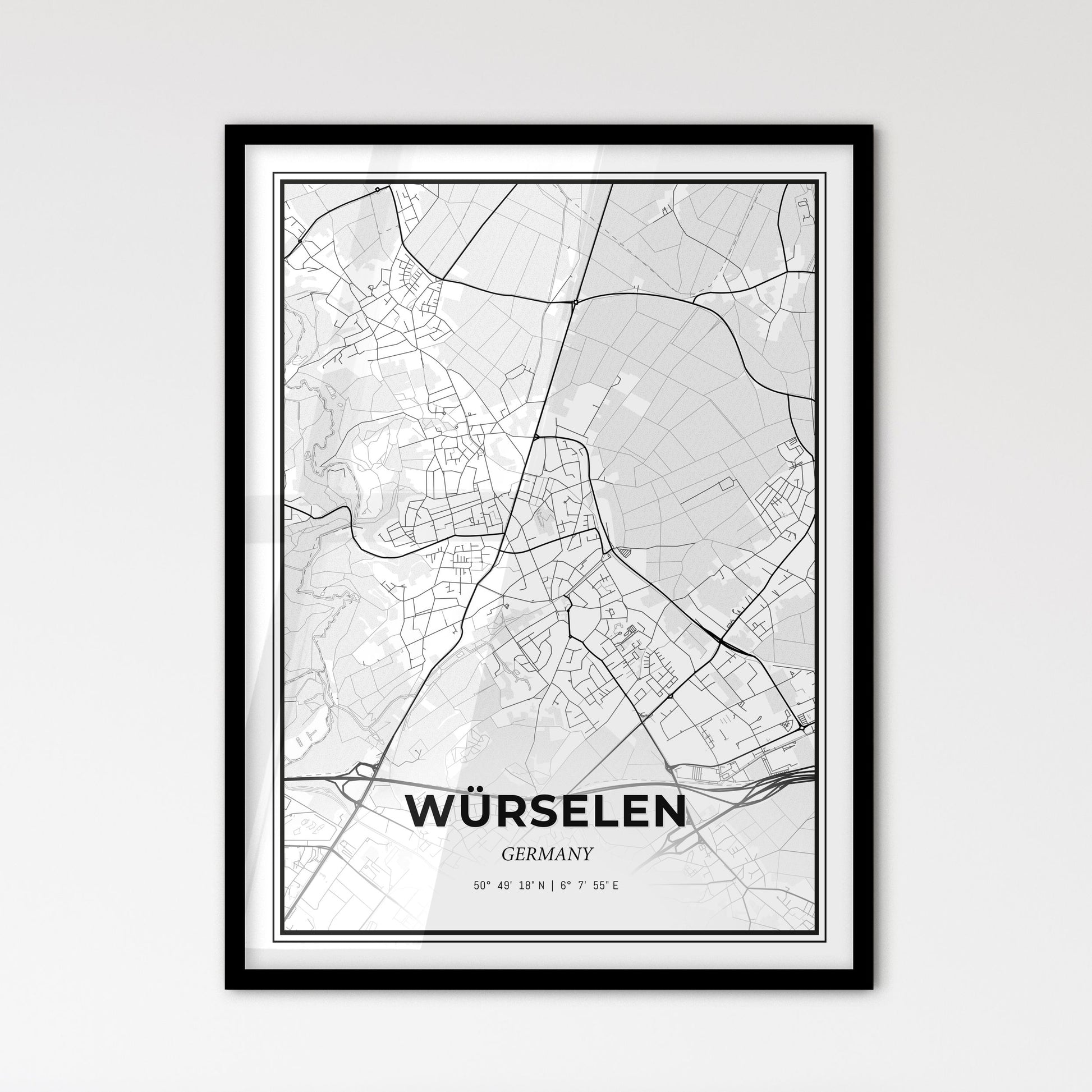 Wurselen Germany - Scandinavian Style City Map for Modern Home Decor