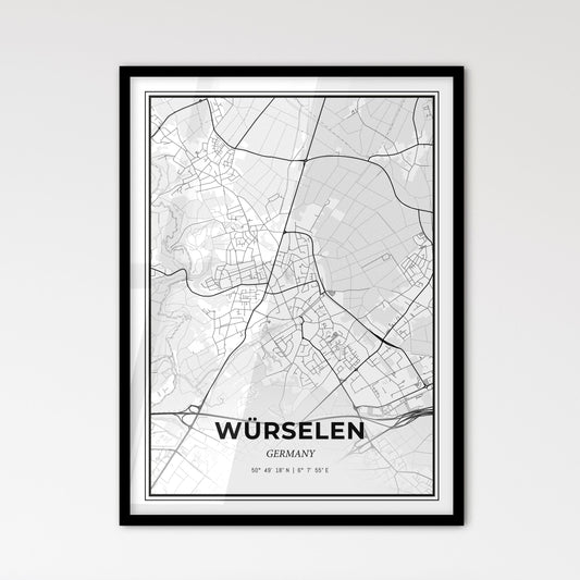 Wurselen Germany - Scandinavian Style City Map for Modern Home Decor