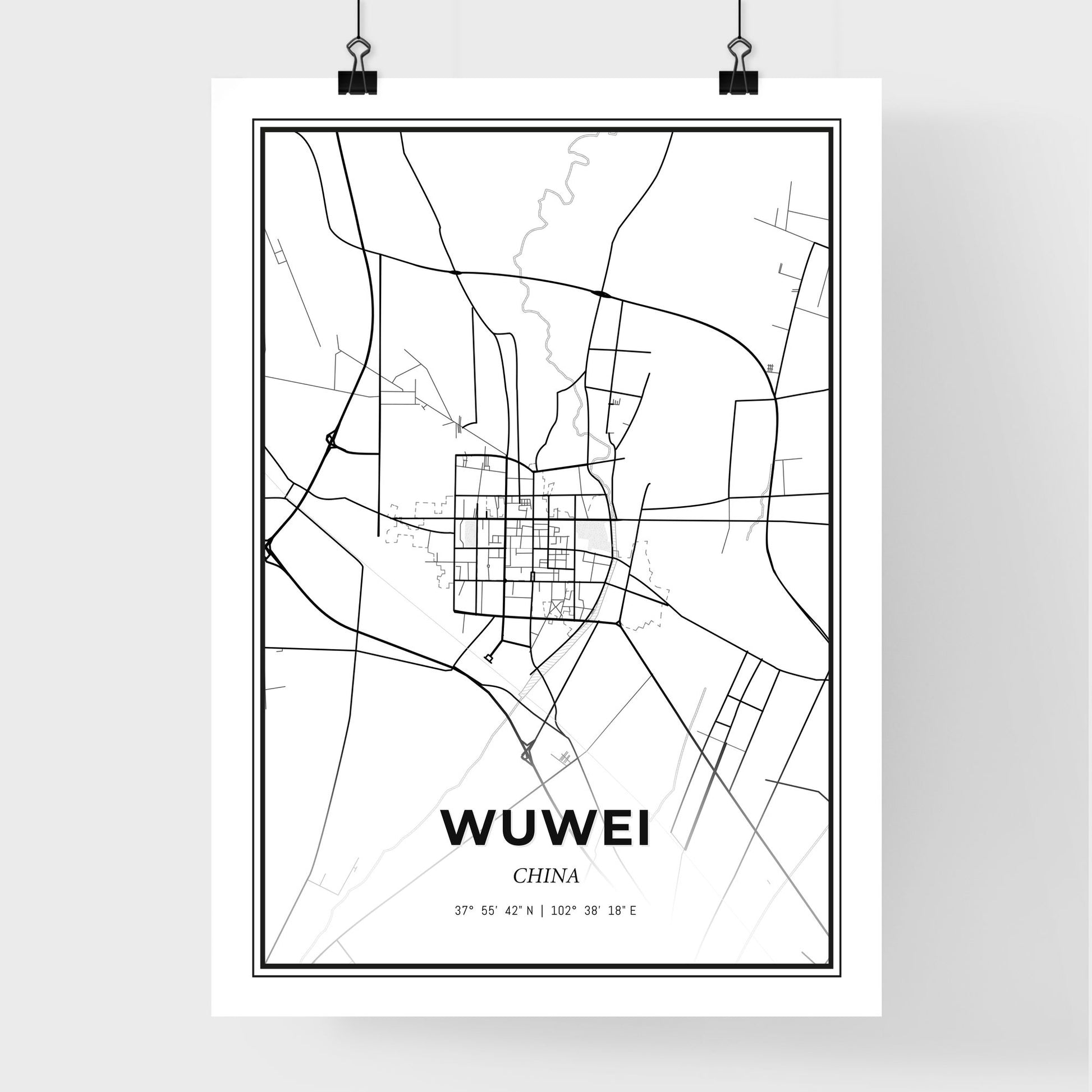 Wuwei China - Premium City Map Poster