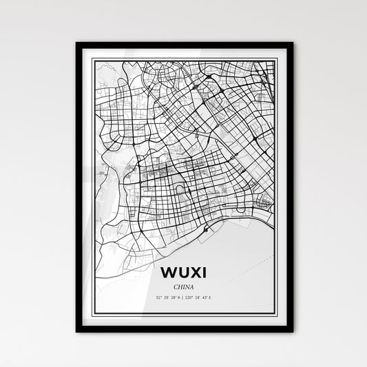 Wuxi China - Scandinavian Style City Map for Modern Home Decor