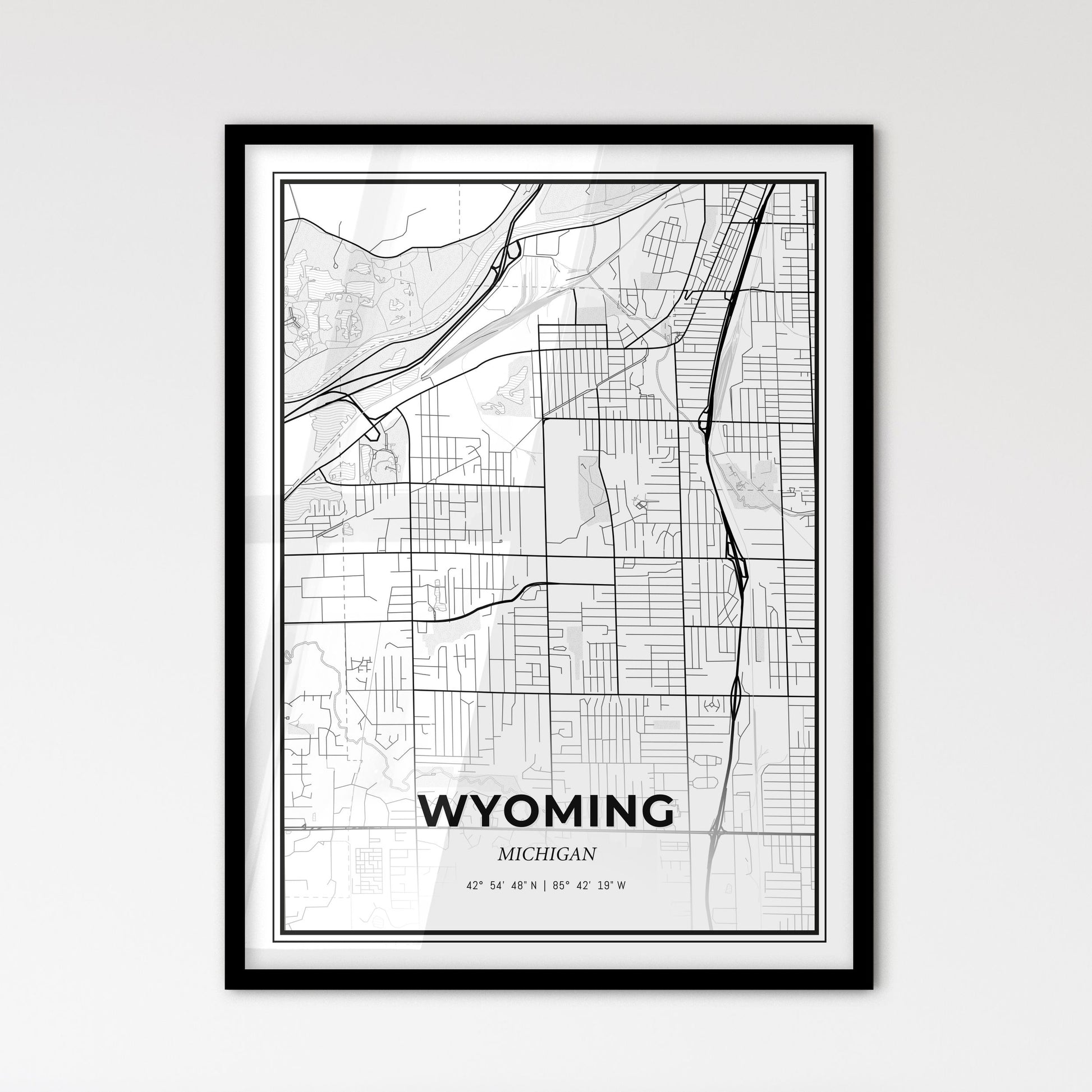 Wyoming Michigan - Scandinavian Style City Map for Modern Home Decor