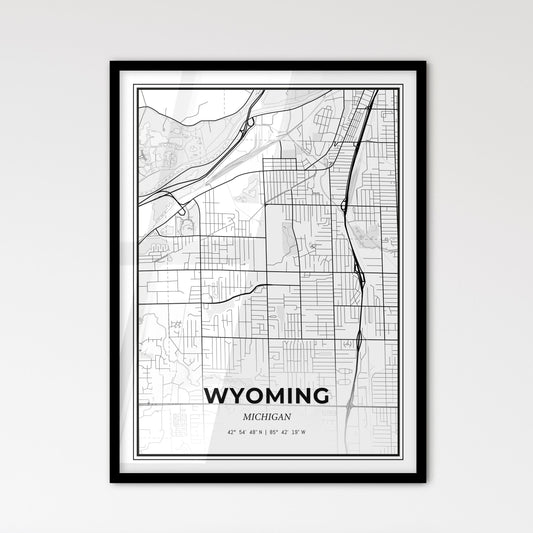 Wyoming Michigan - Scandinavian Style City Map for Modern Home Decor