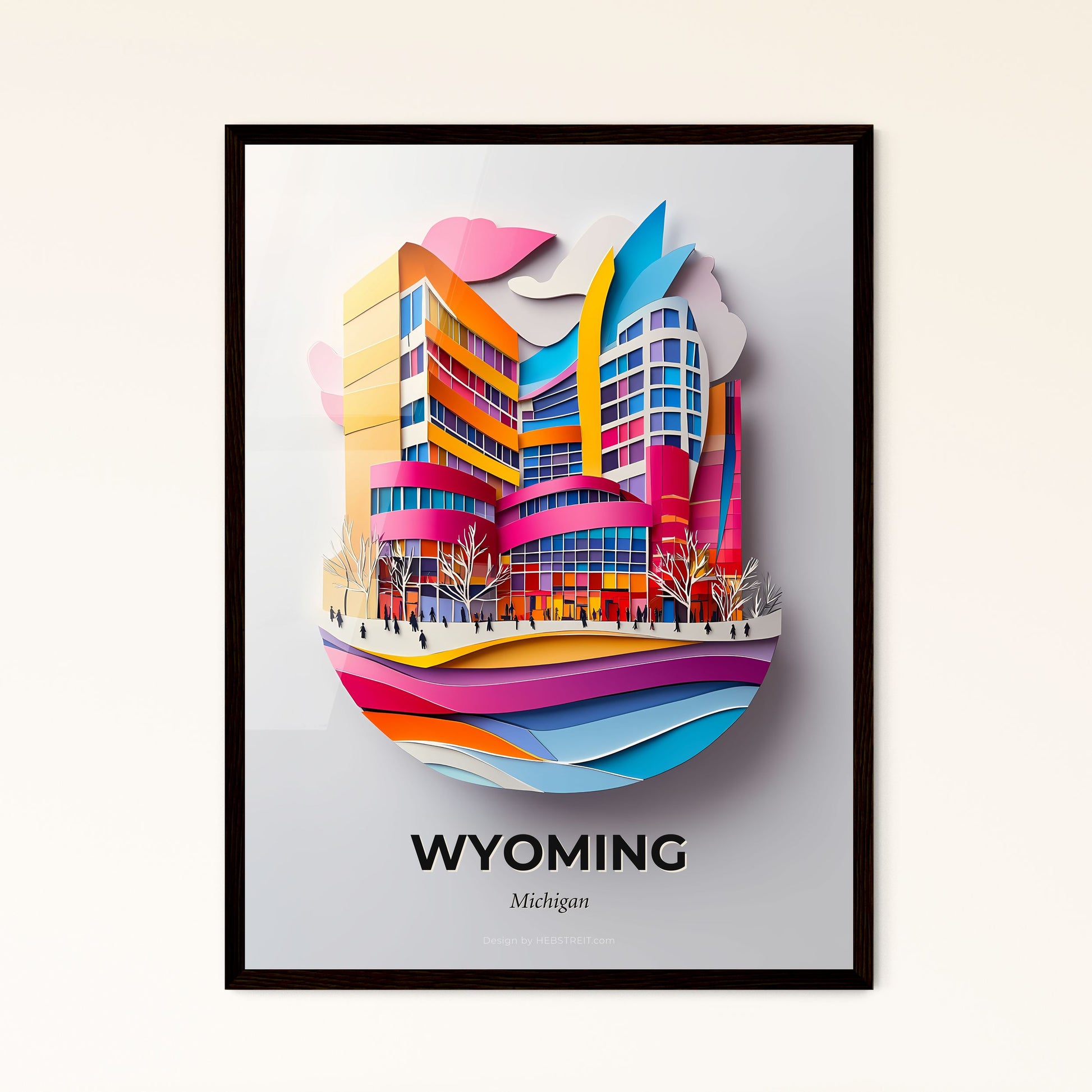 Vivid Wyoming, Michigan - a paper cut of a building with a rainbow colored facade