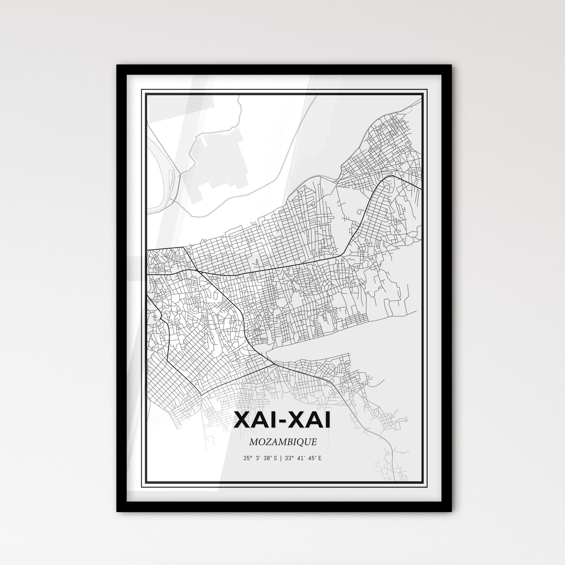 Xai-Xai Mozambique - Scandinavian Style City Map for Modern Home Decor