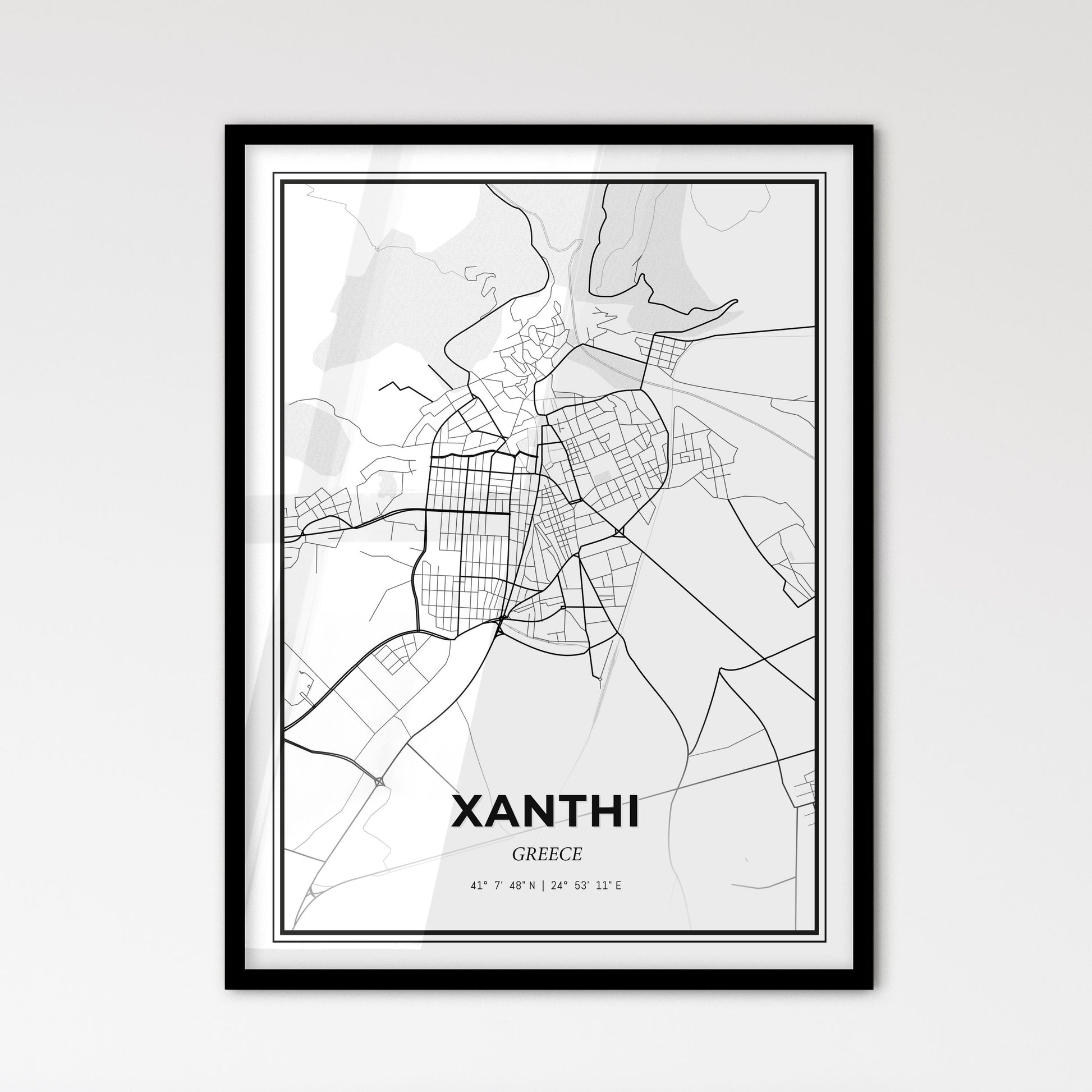 Xanthi Greece - Scandinavian Style City Map for Modern Home Decor