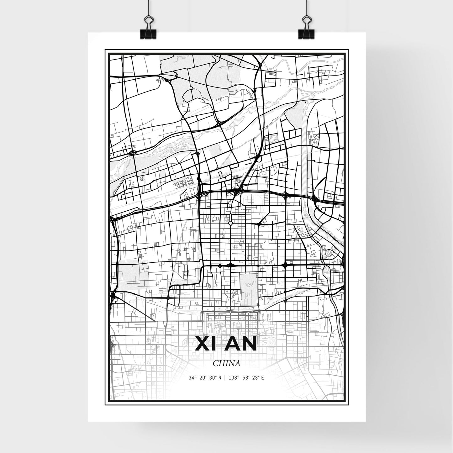 Xi an China - Premium City Map Poster