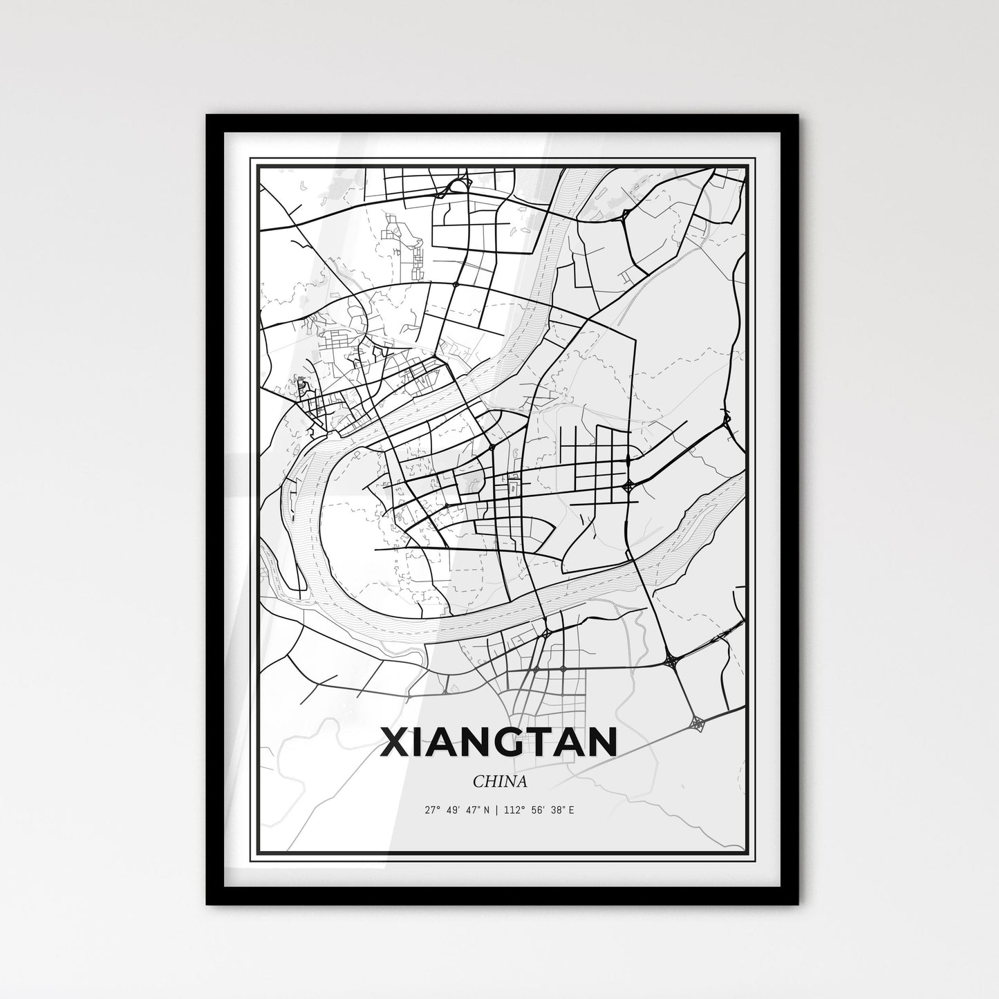 Xiangtan China - Scandinavian Style City Map for Modern Home Decor