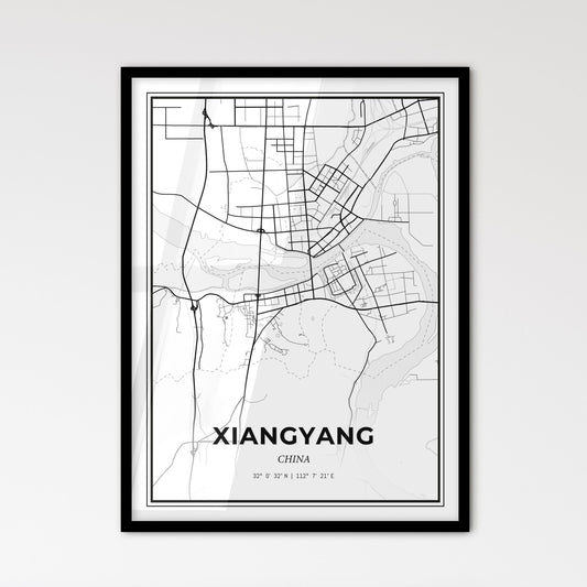 Xiangyang China - Scandinavian Style City Map for Modern Home Decor