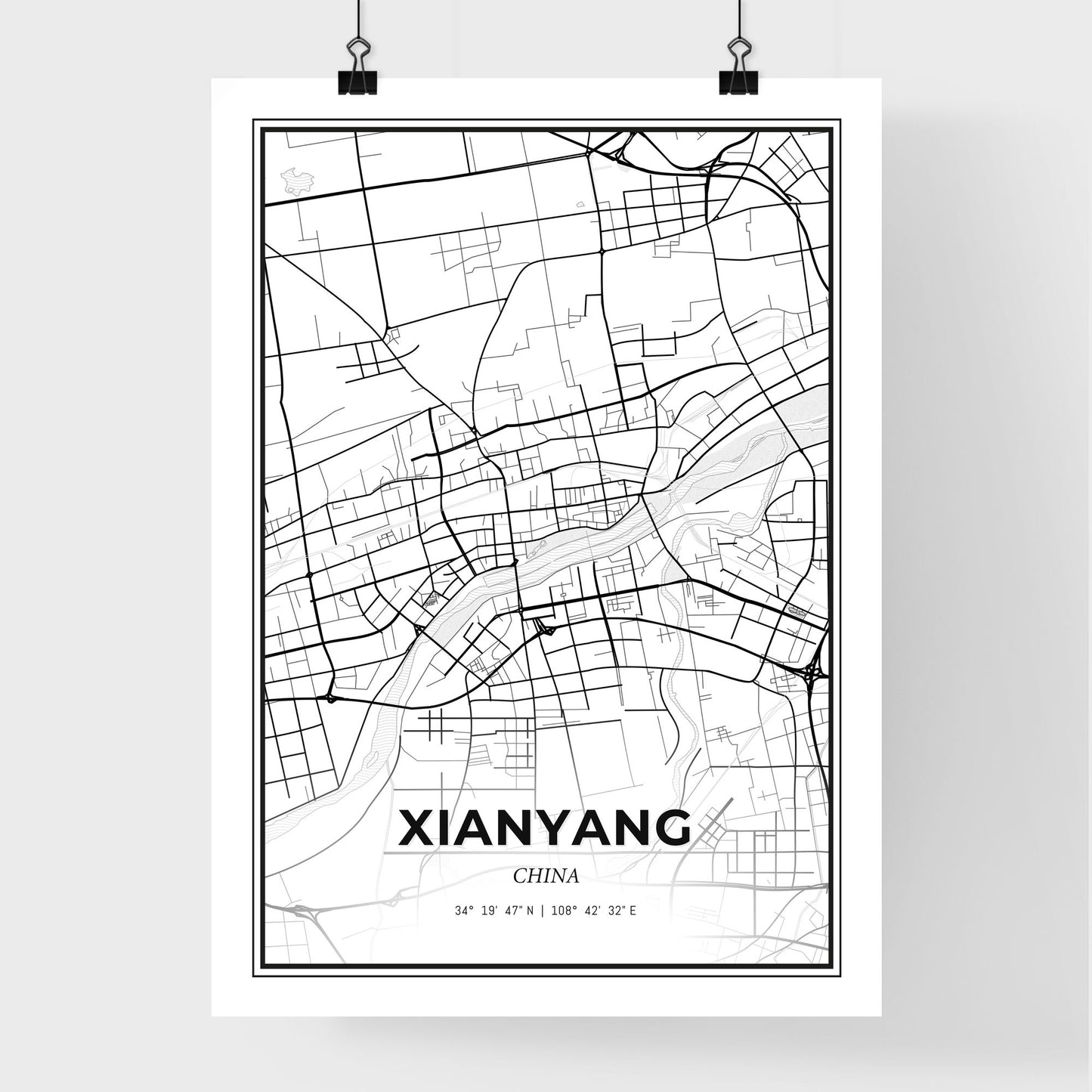 Xianyang China - Premium City Map Poster