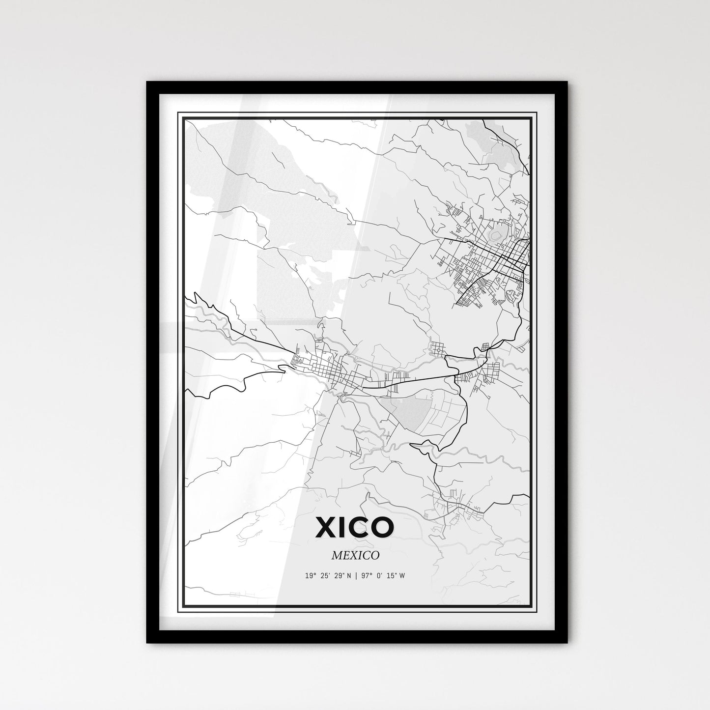 Xico Mexico - Scandinavian Style City Map for Modern Home Decor