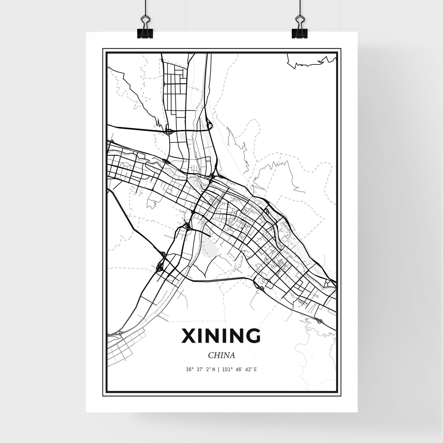 Xining China - Premium City Map Poster