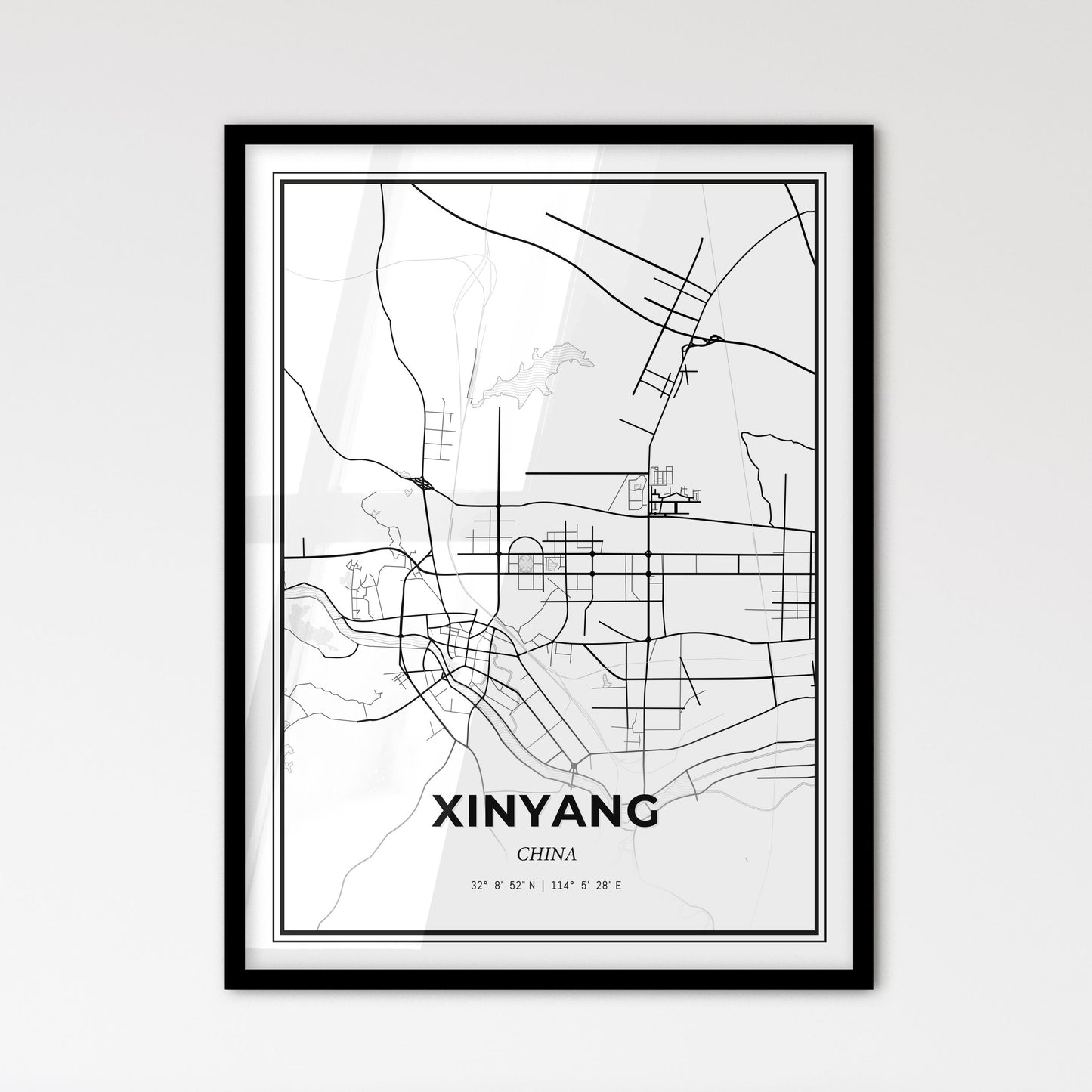 Xinyang China - Scandinavian Style City Map for Modern Home Decor