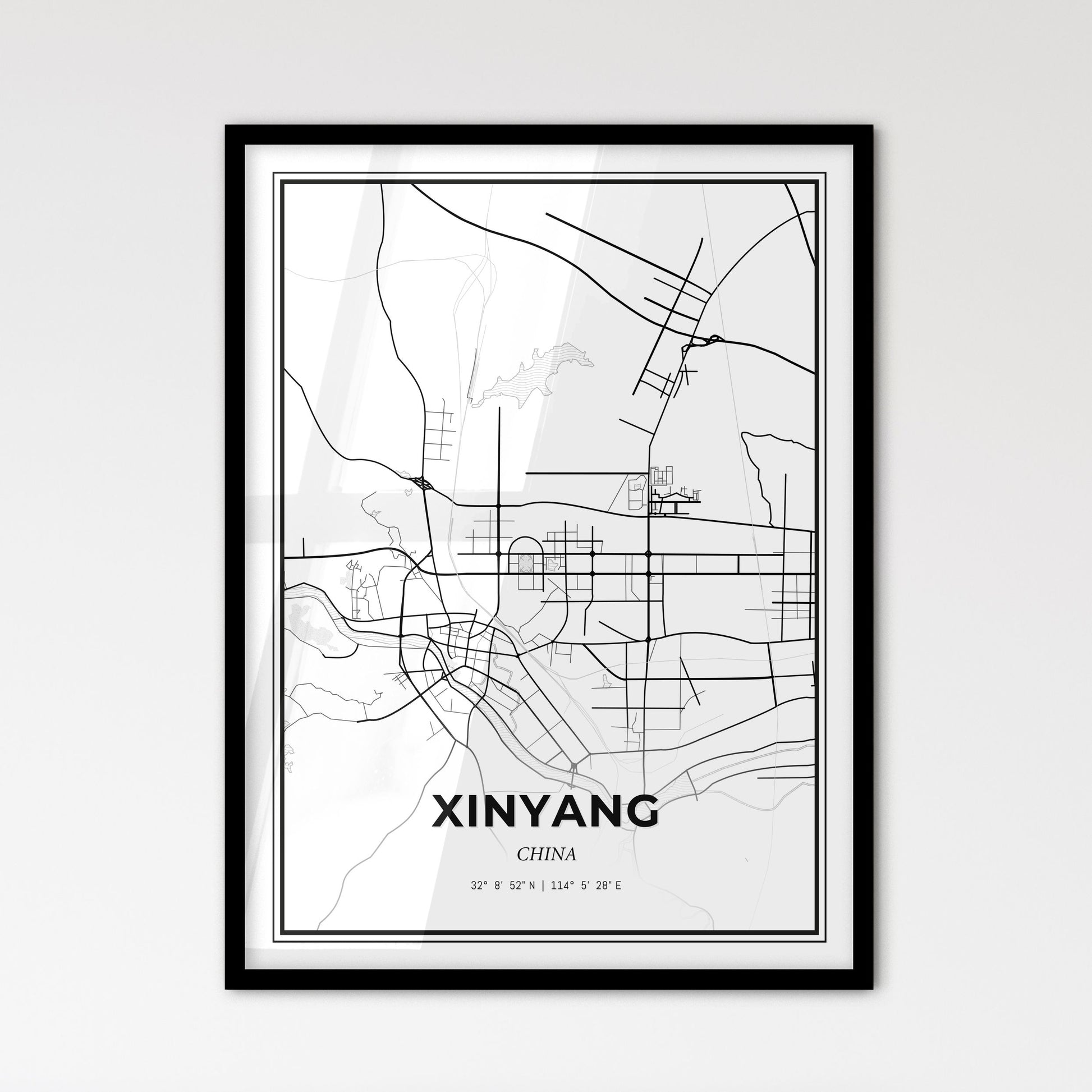 Xinyang China - Scandinavian Style City Map for Modern Home Decor