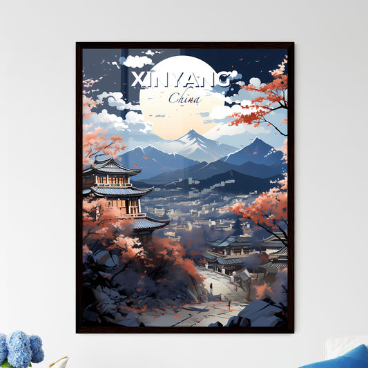 Chinese City Skyline with Pagoda, Landscape Painting of Xinyang Art Default Title