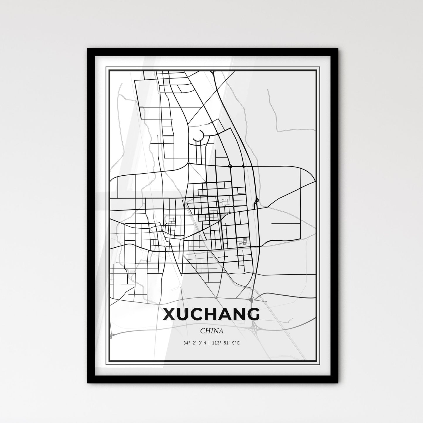 Xuchang China - Scandinavian Style City Map for Modern Home Decor