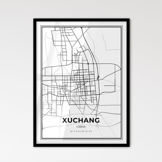 Xuchang China - Scandinavian Style City Map for Modern Home Decor