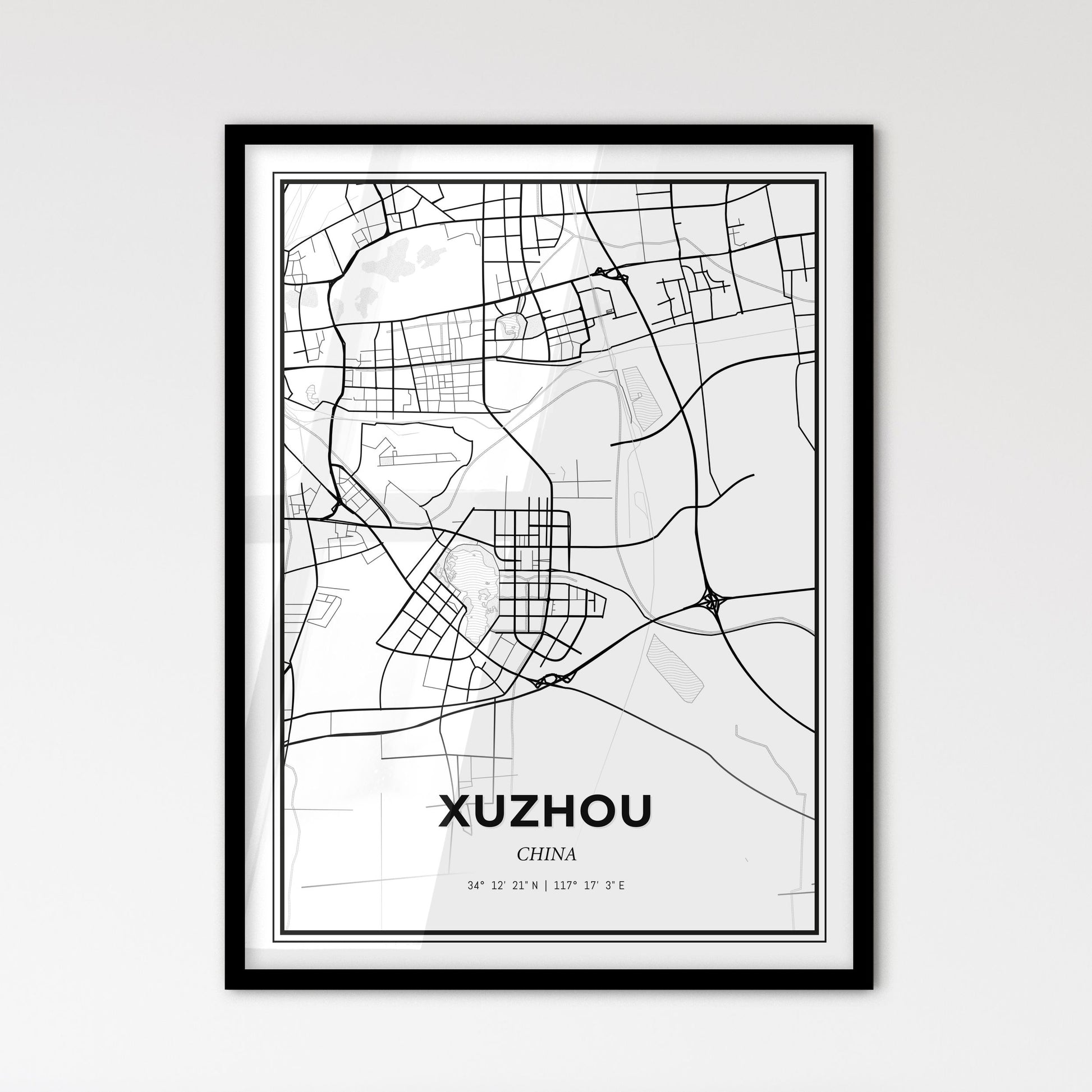 Xuzhou China - Scandinavian Style City Map for Modern Home Decor