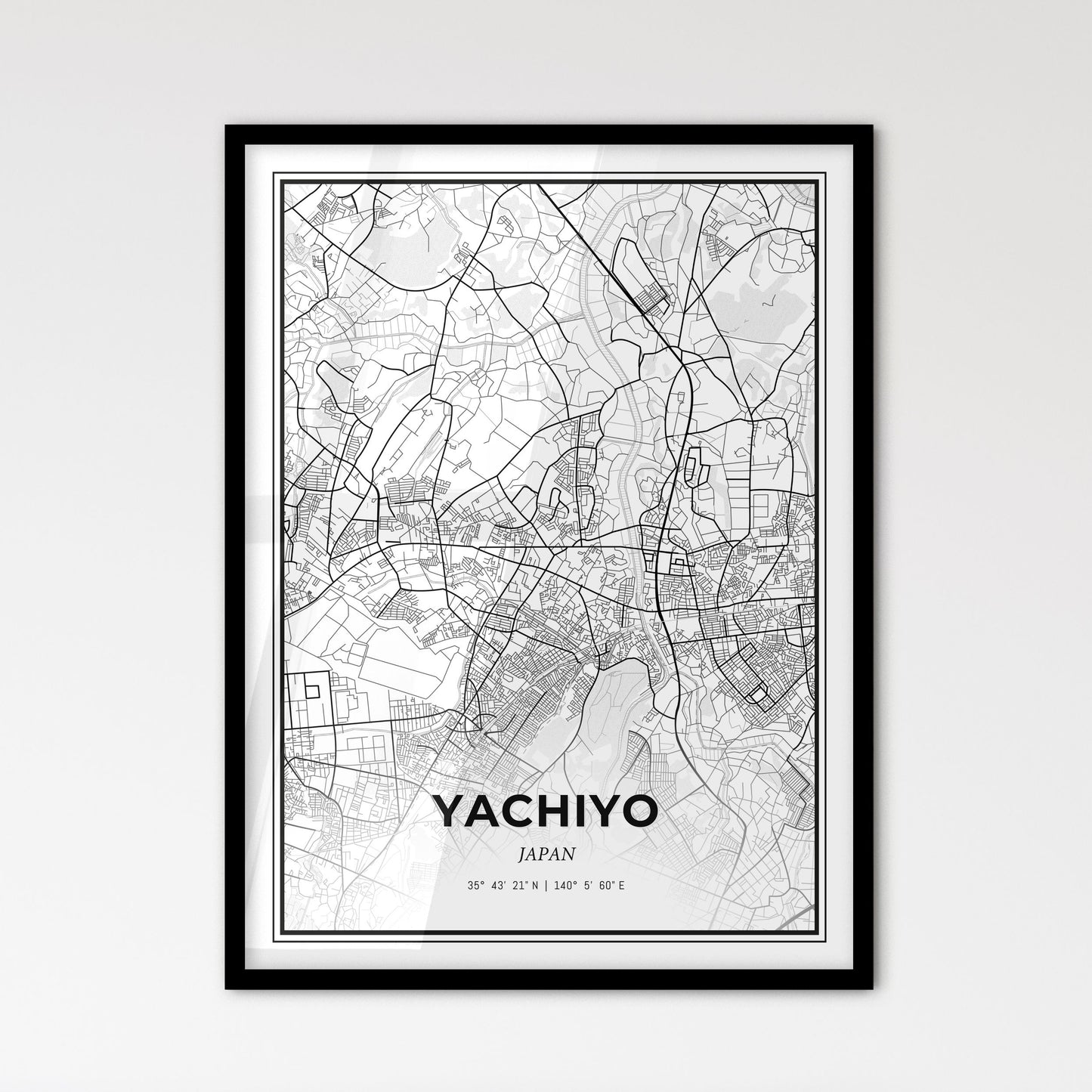 Yachiyo Japan - Scandinavian Style City Map for Modern Home Decor