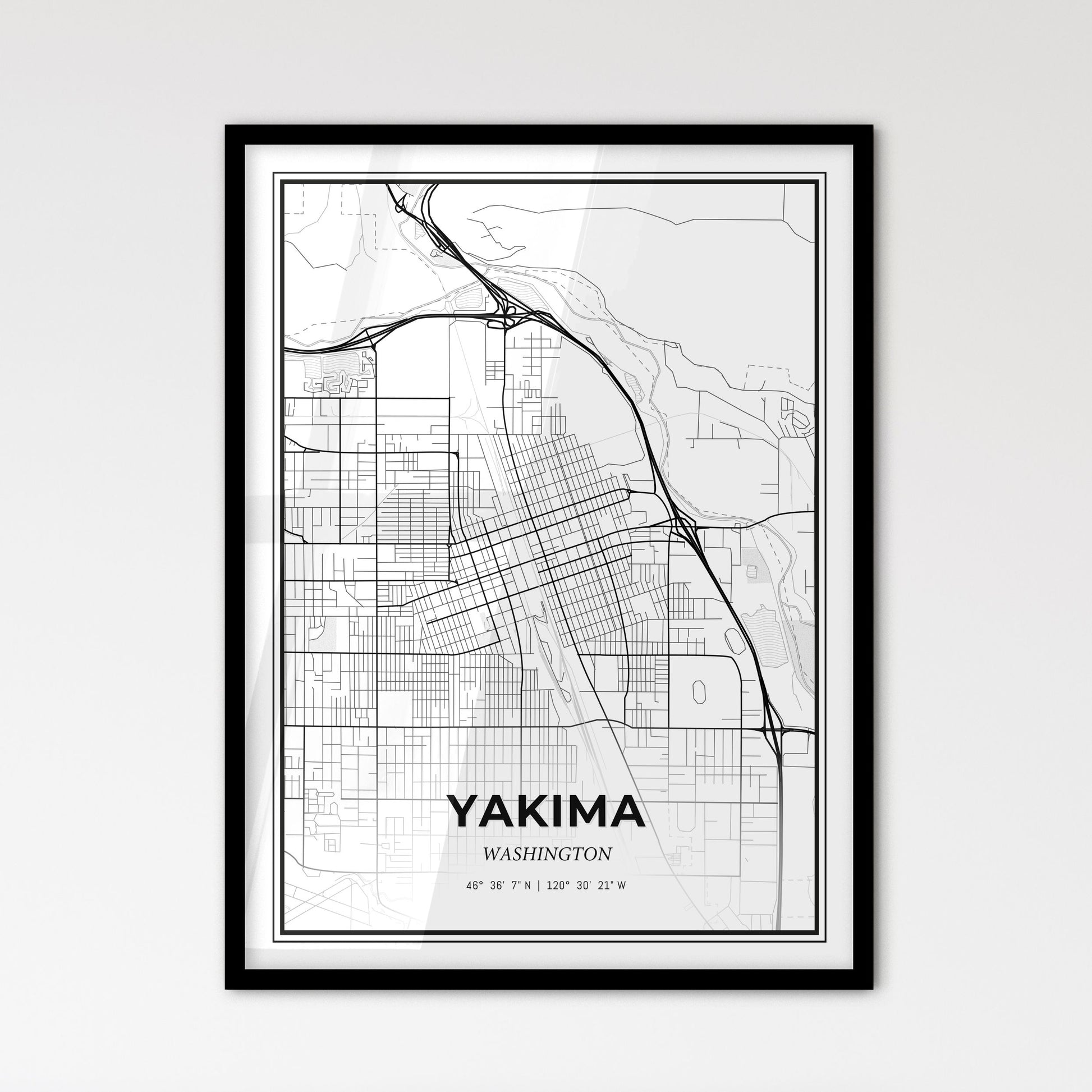 Yakima Washington - Scandinavian Style City Map for Modern Home Decor