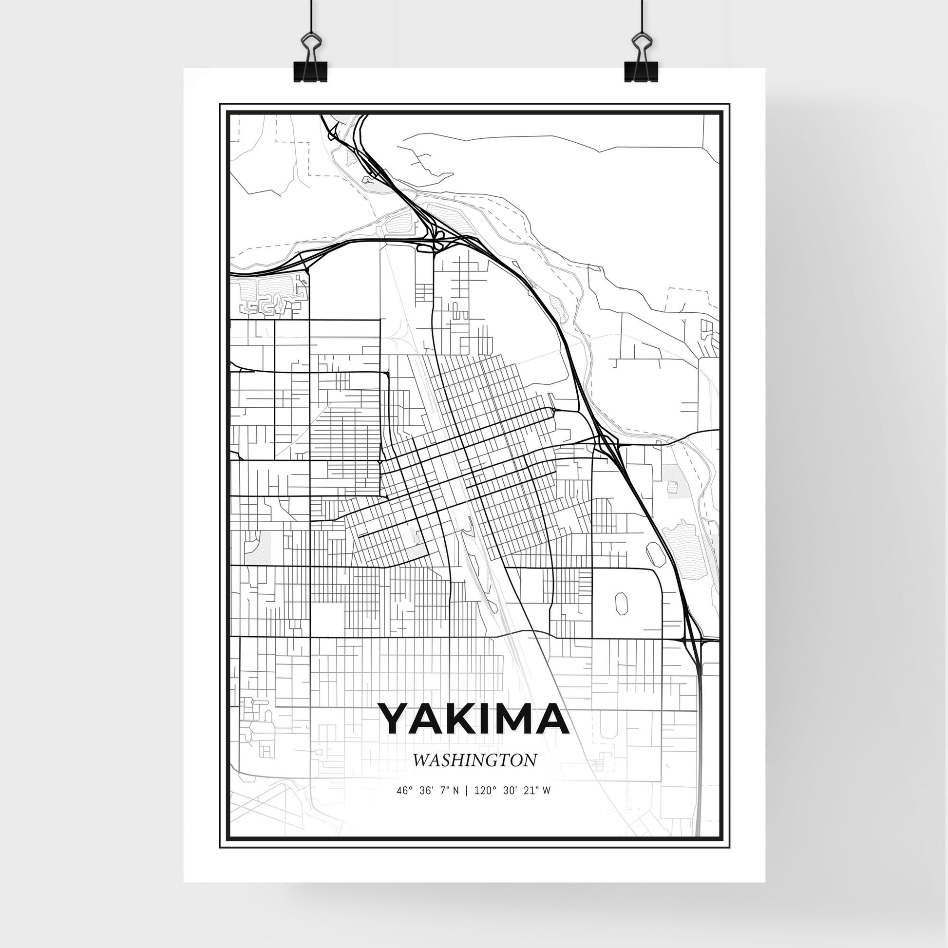 Yakima Washington - Premium City Map Poster