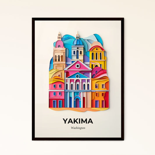 Vivid Yakima, Washington - a colorful city with a clock on top of it