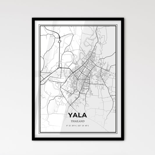 Yala Thailand - Scandinavian Style City Map for Modern Home Decor