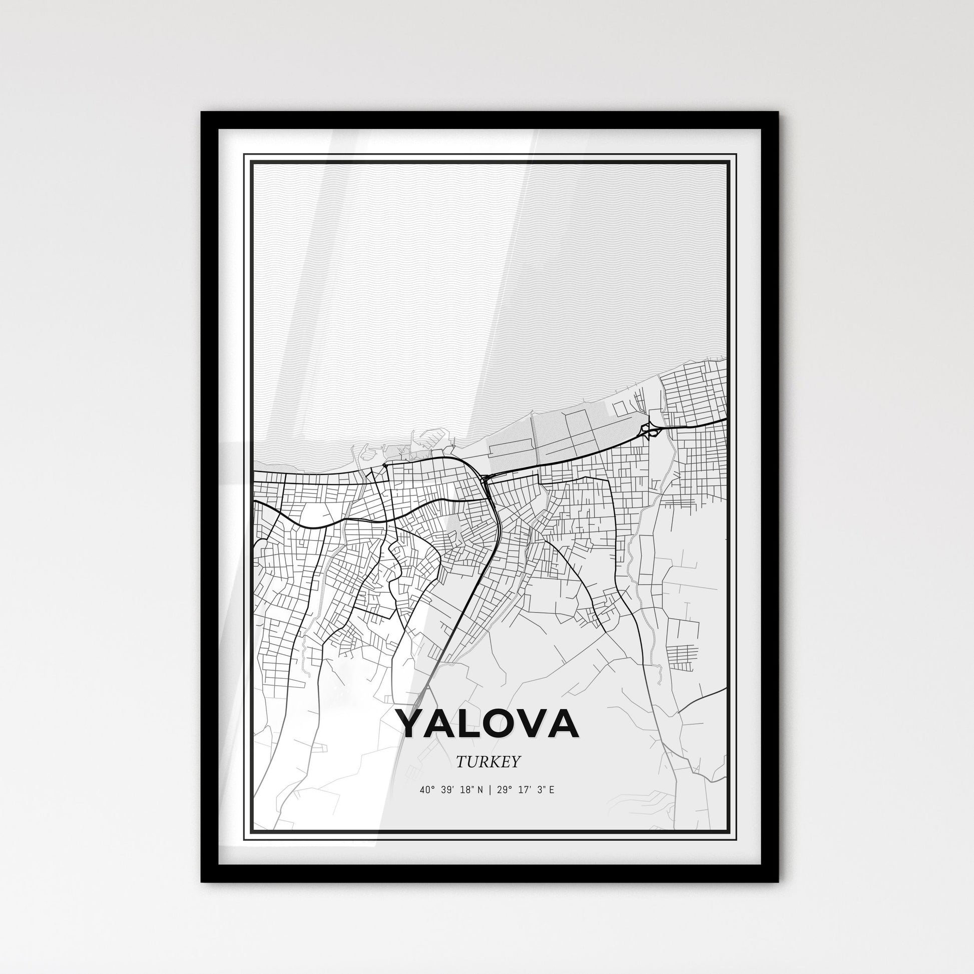 Yalova Turkey - Scandinavian Style City Map for Modern Home Decor