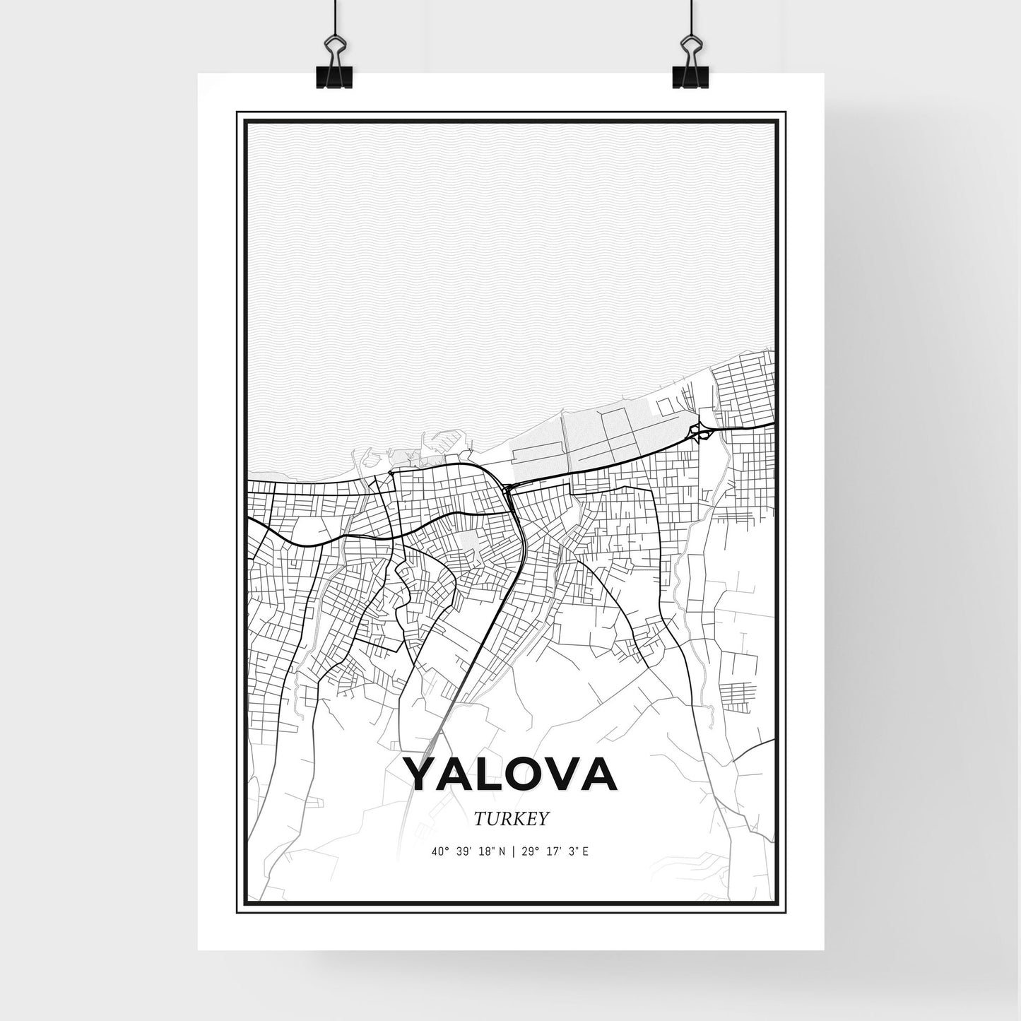 Yalova Turkey - Premium City Map Poster