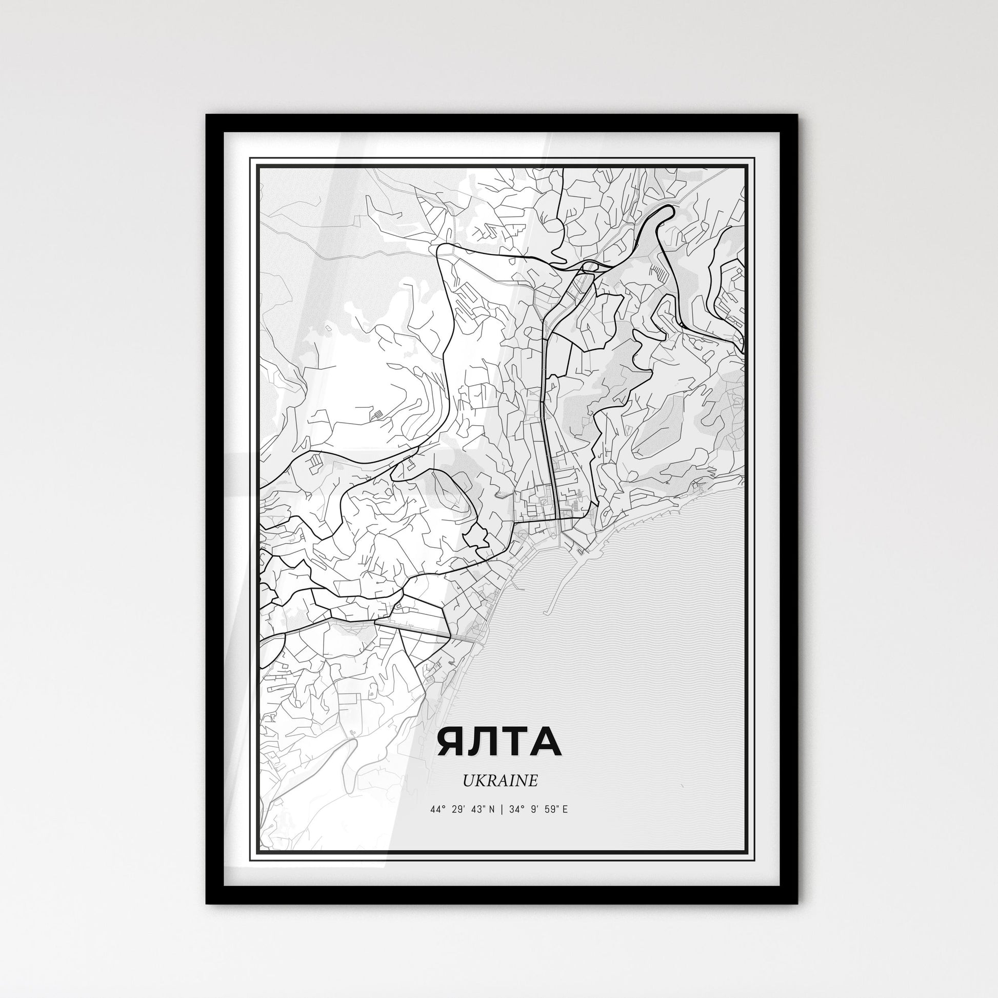 Yalta Ukraine - Scandinavian Style City Map for Modern Home Decor