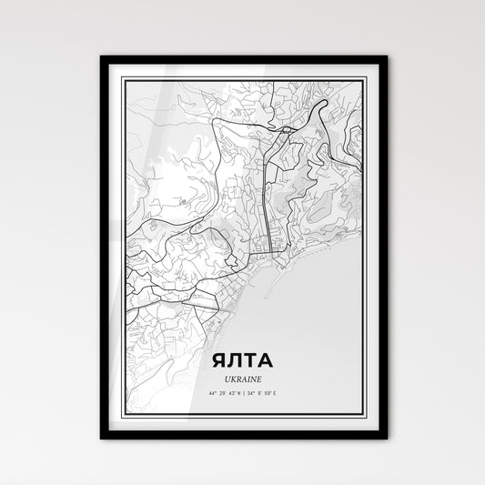 Yalta Ukraine - Scandinavian Style City Map for Modern Home Decor