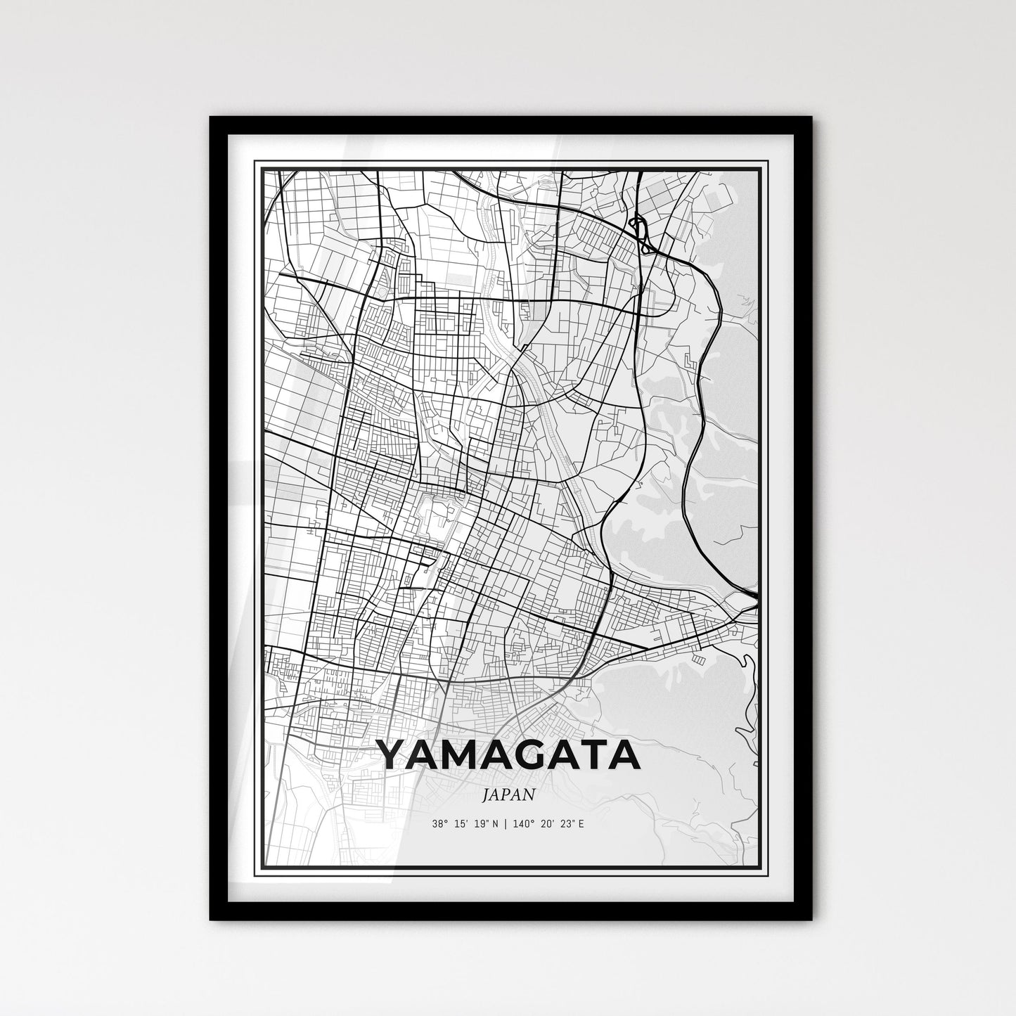 Yamagata Japan - Scandinavian Style City Map for Modern Home Decor