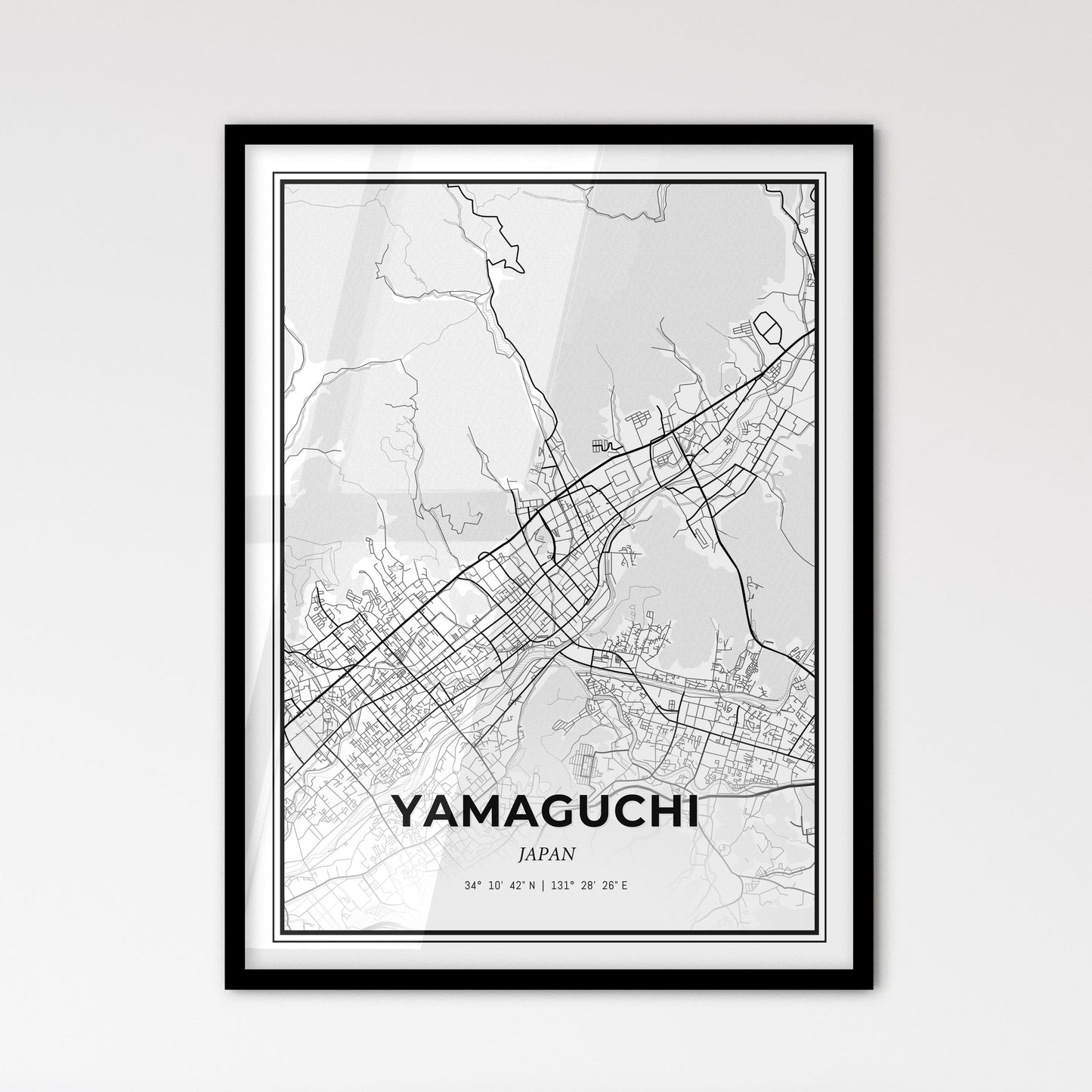 Yamaguchi Japan - Scandinavian Style City Map for Modern Home Decor